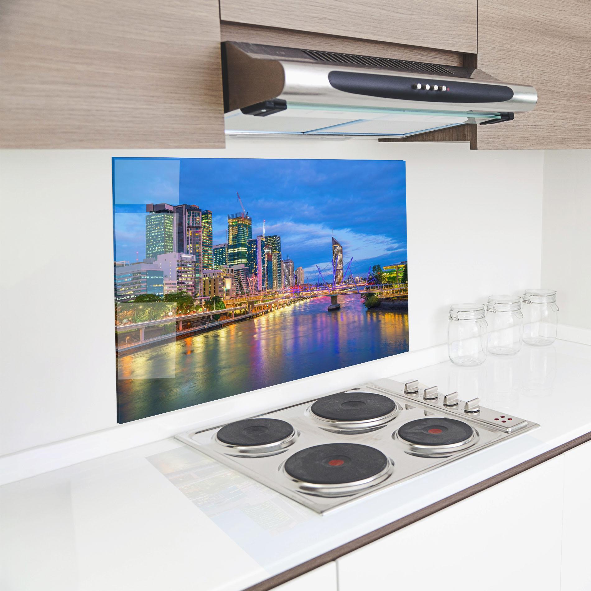 Panou Sticla Bucatarie Brisbane Skyline View mockup 8