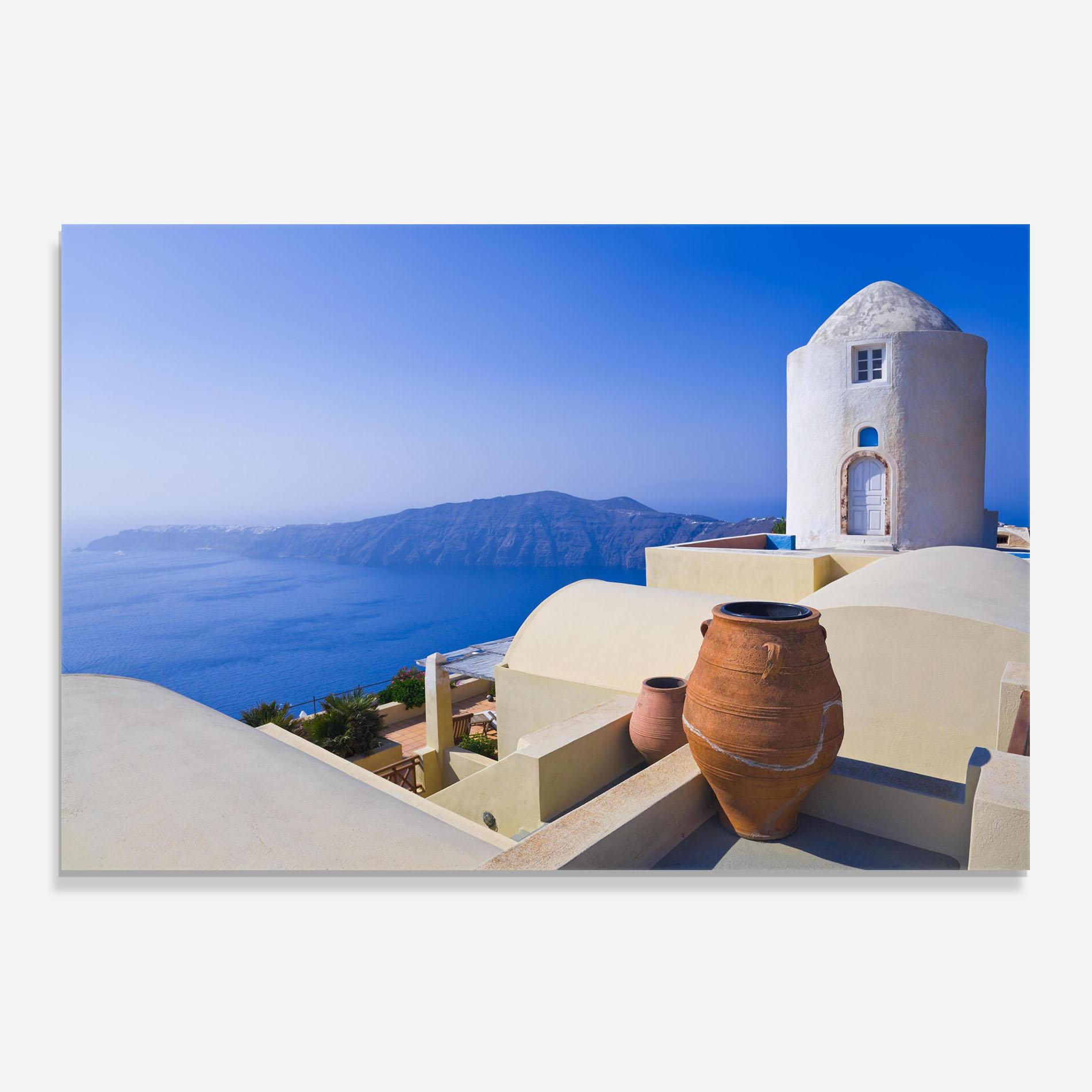 Panou Sticla Bucatarie Santorini View Greece mockup 0