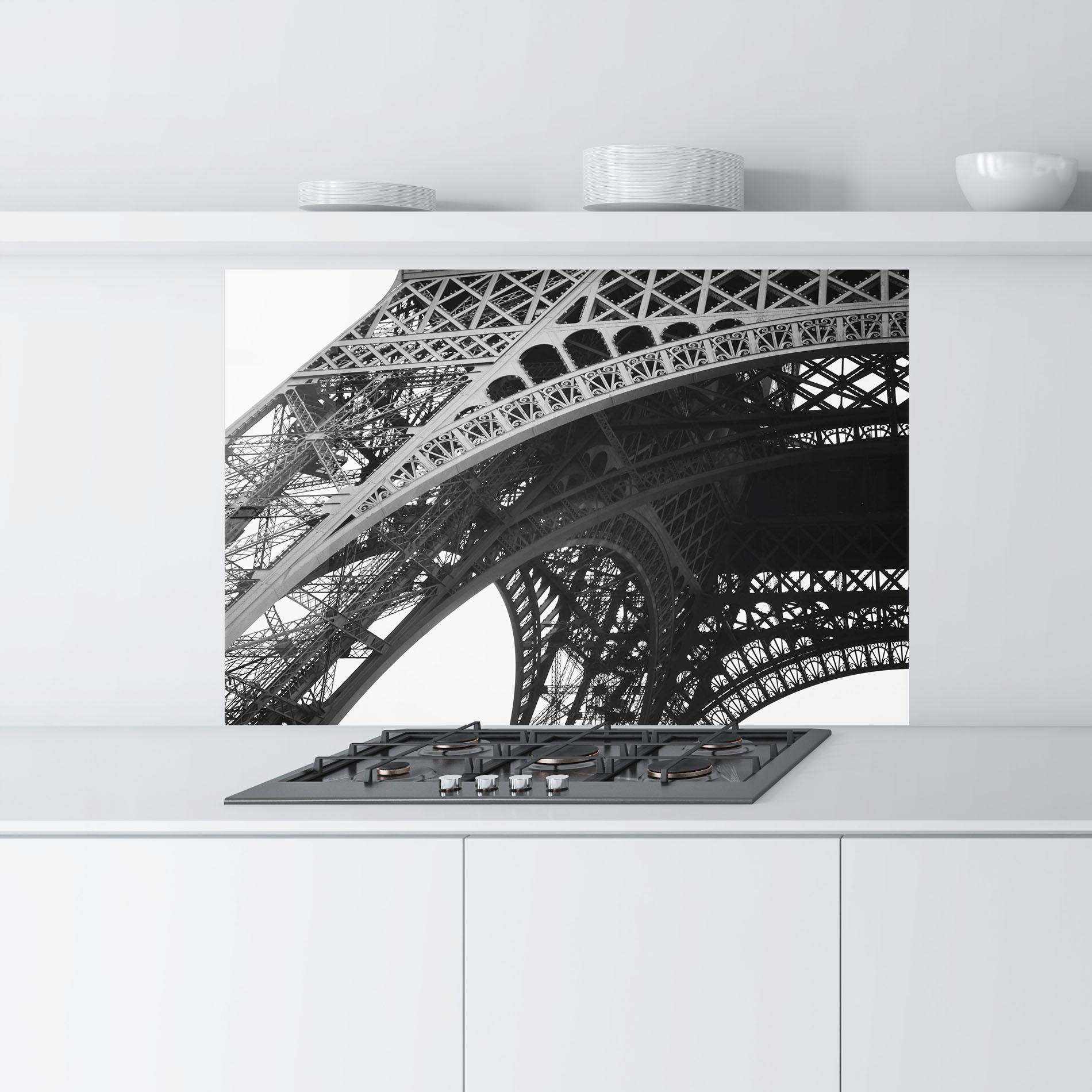 Panou Sticla Bucatarie Grey Eiffel Tower mockup 9