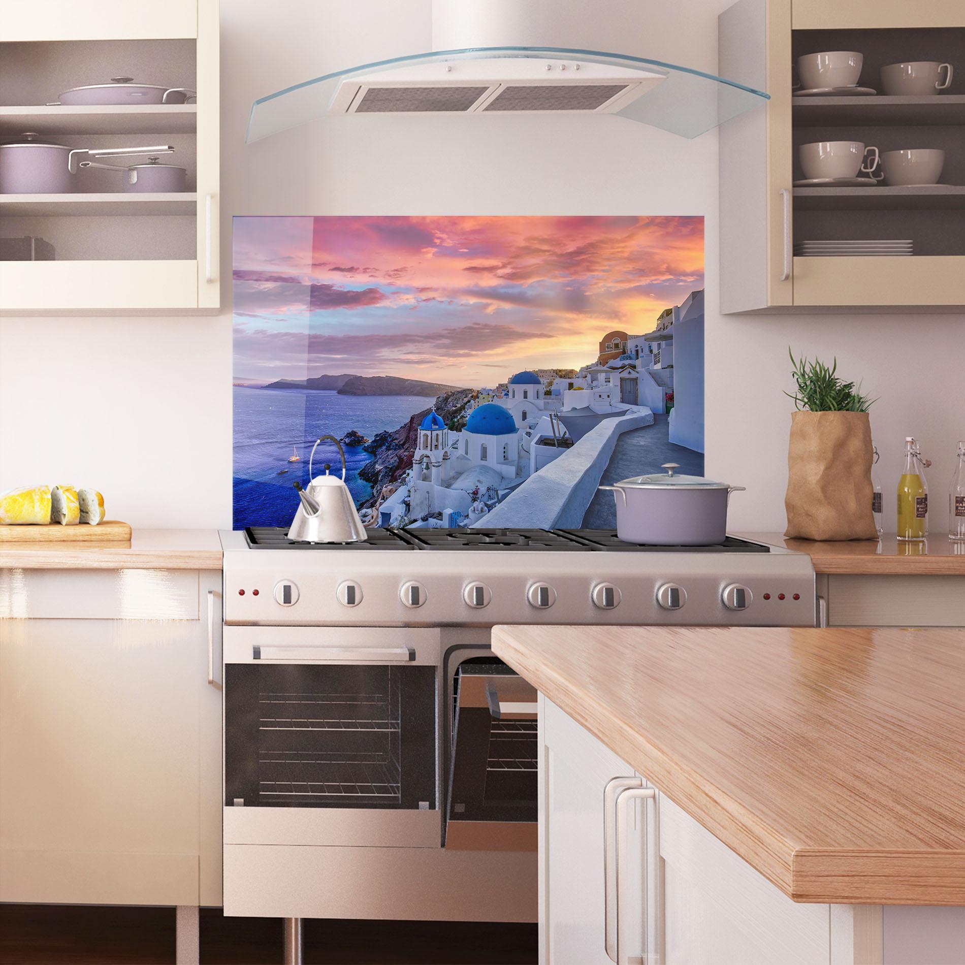 Panou Sticla Bucatarie Santorini View mockup 1