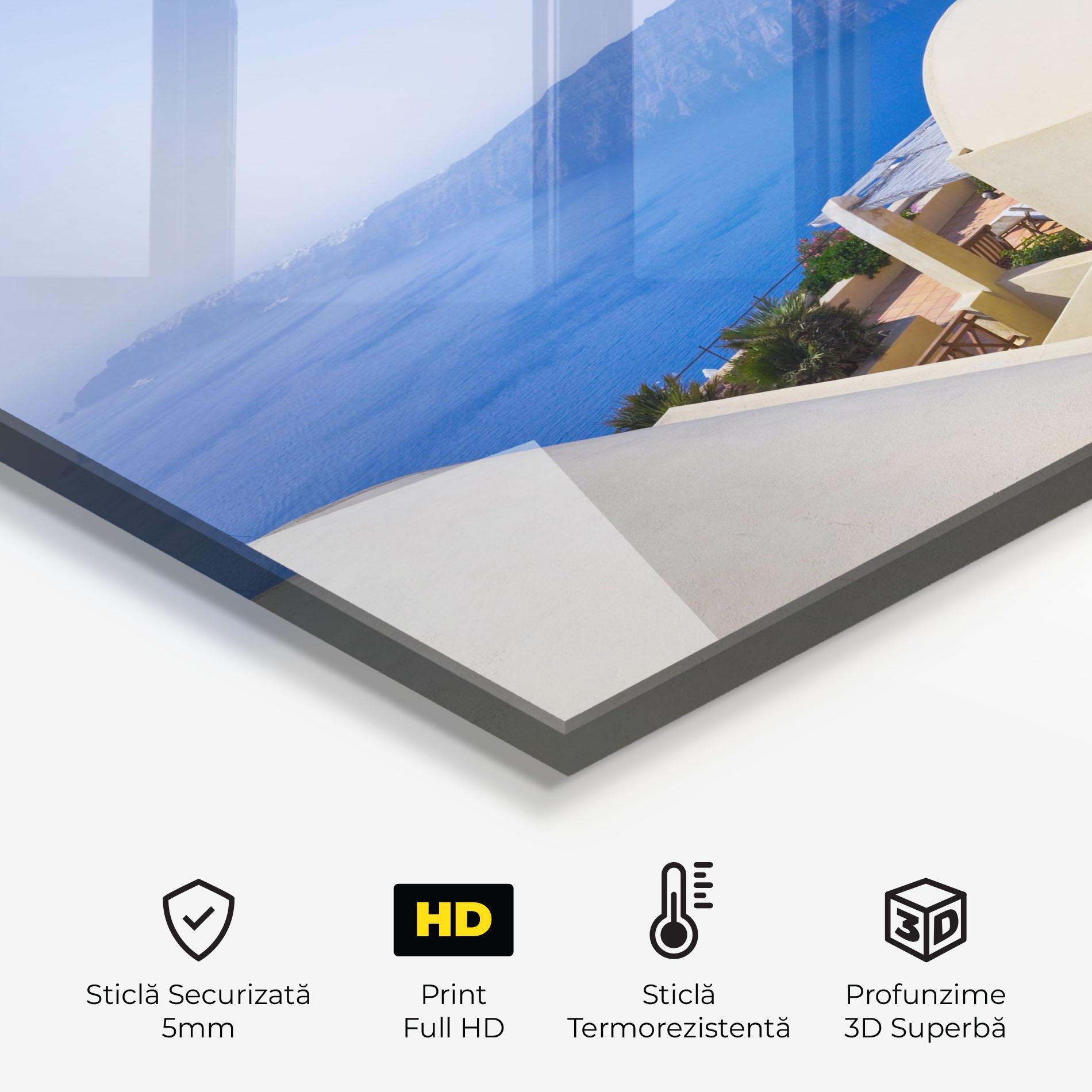 Panou Sticla Bucatarie Santorini View Greece mockup 2