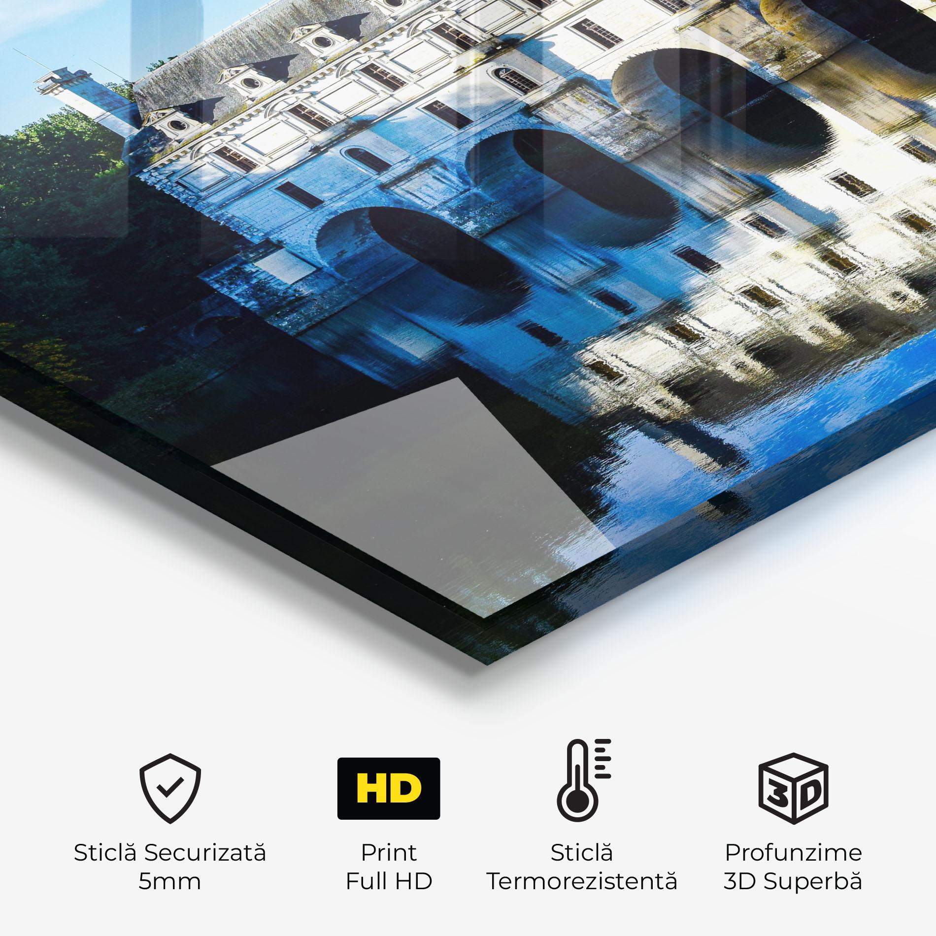 Panou Sticla Bucatarie White Building Reflection mockup 2