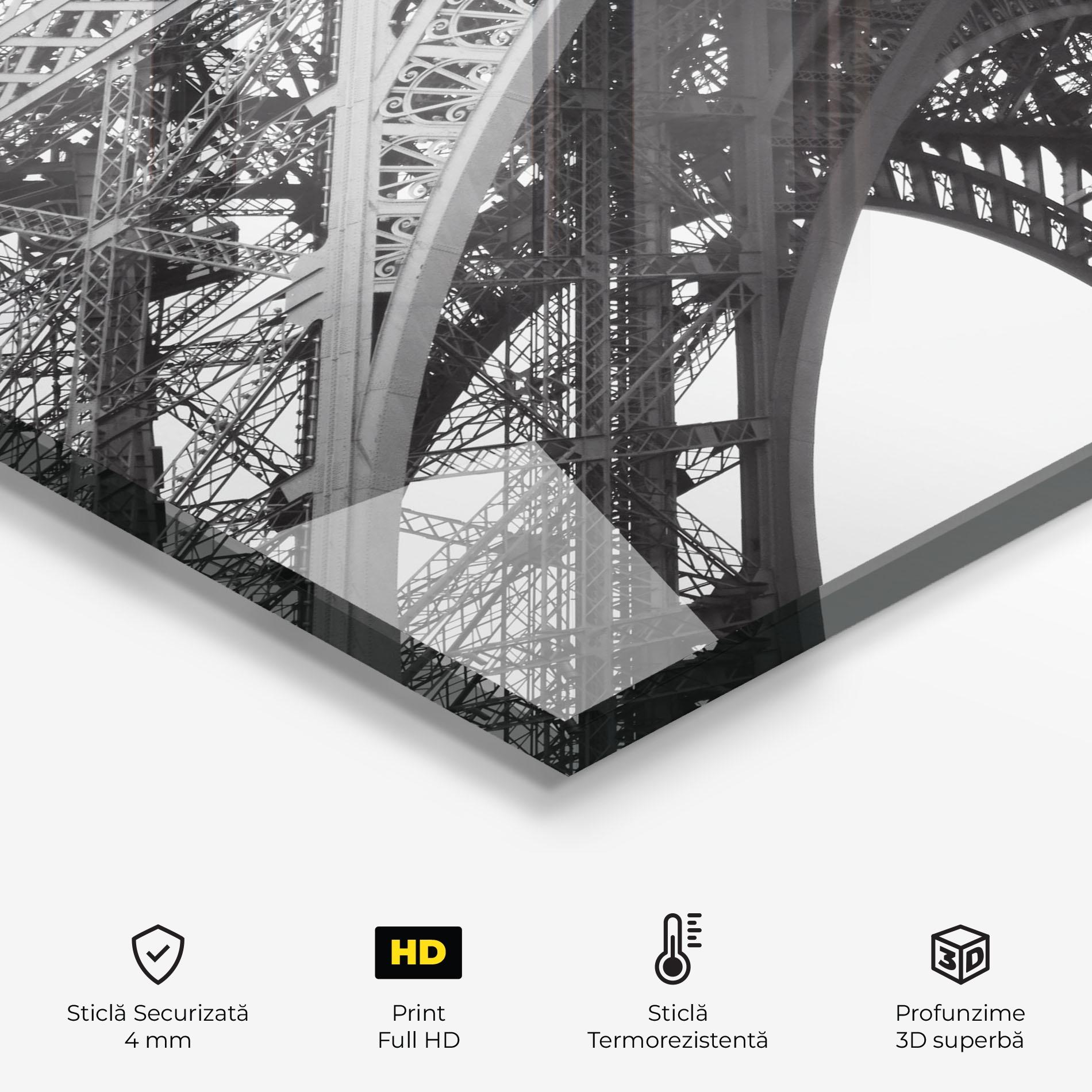Panou Sticla Bucatarie Grey Eiffel Tower mockup 2