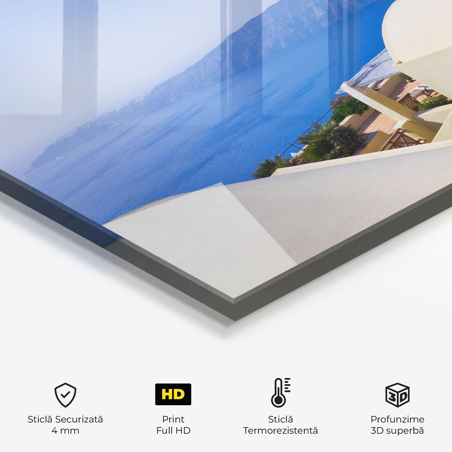 Panou Sticla Bucatarie Santorini View Greece mockup 2