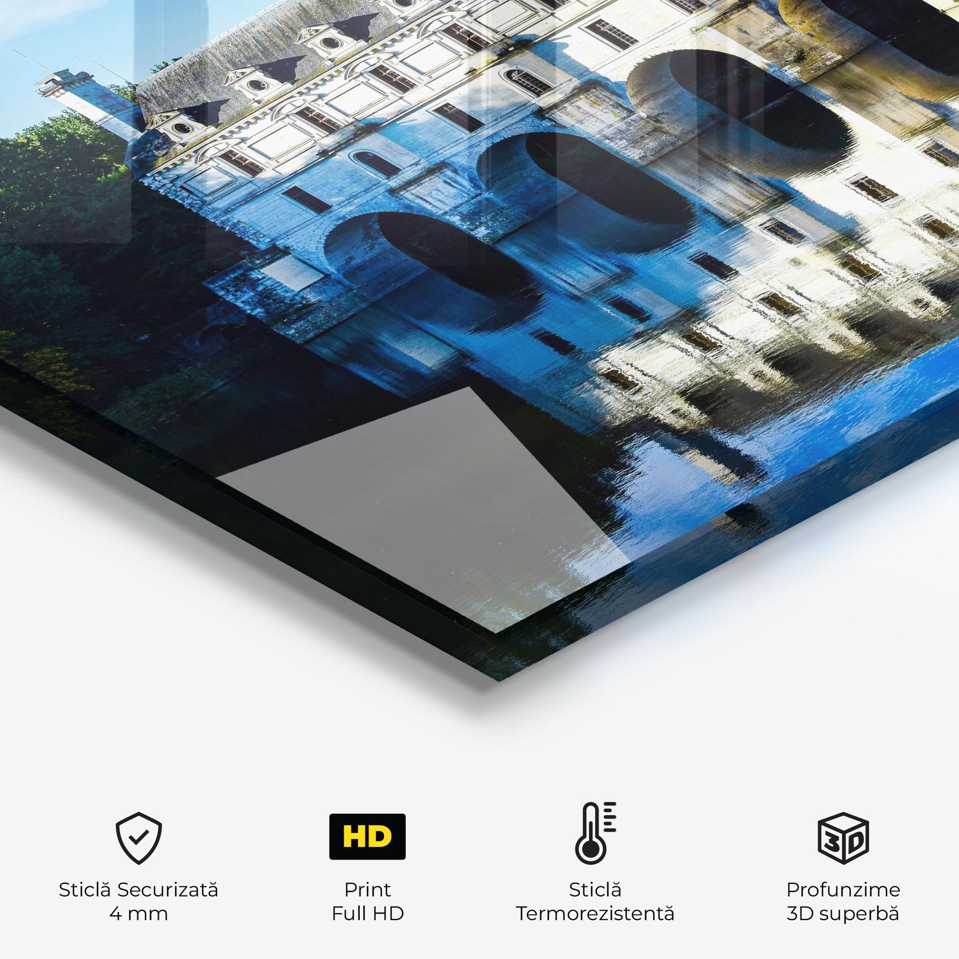 Panou Sticla Bucatarie White Building Reflection mockup 2