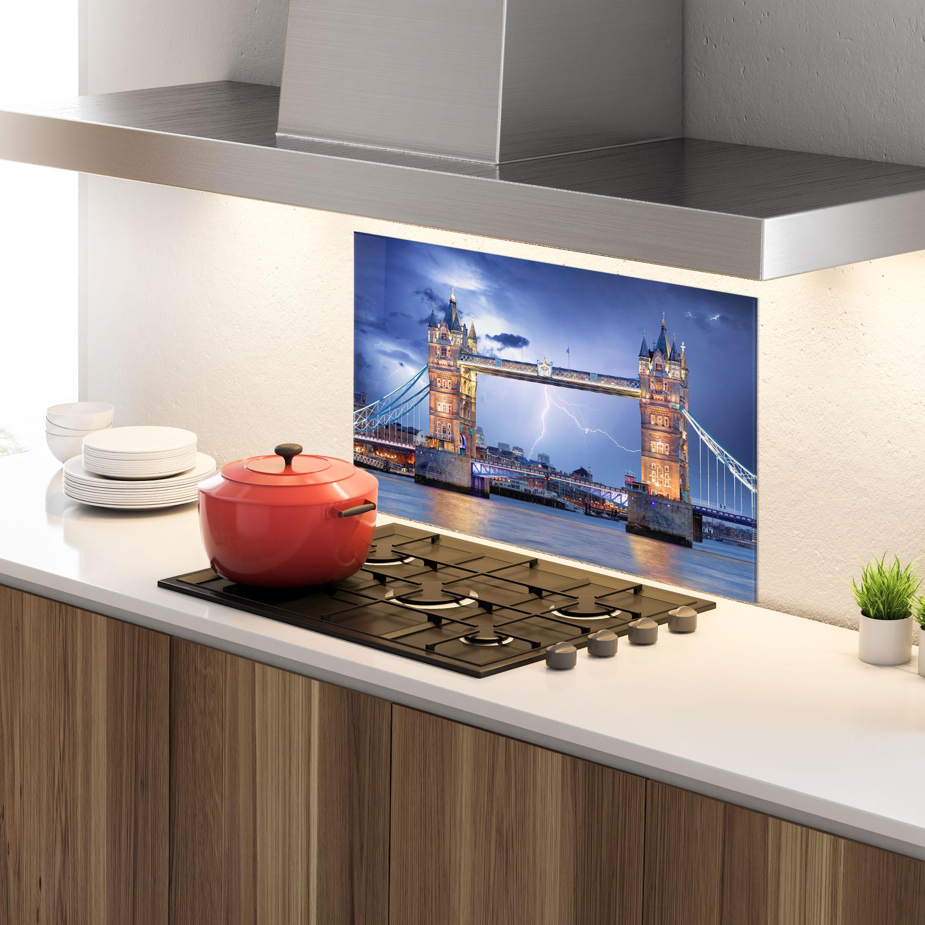 Panou Sticla Bucatarie London Tower Bridge mockup 4