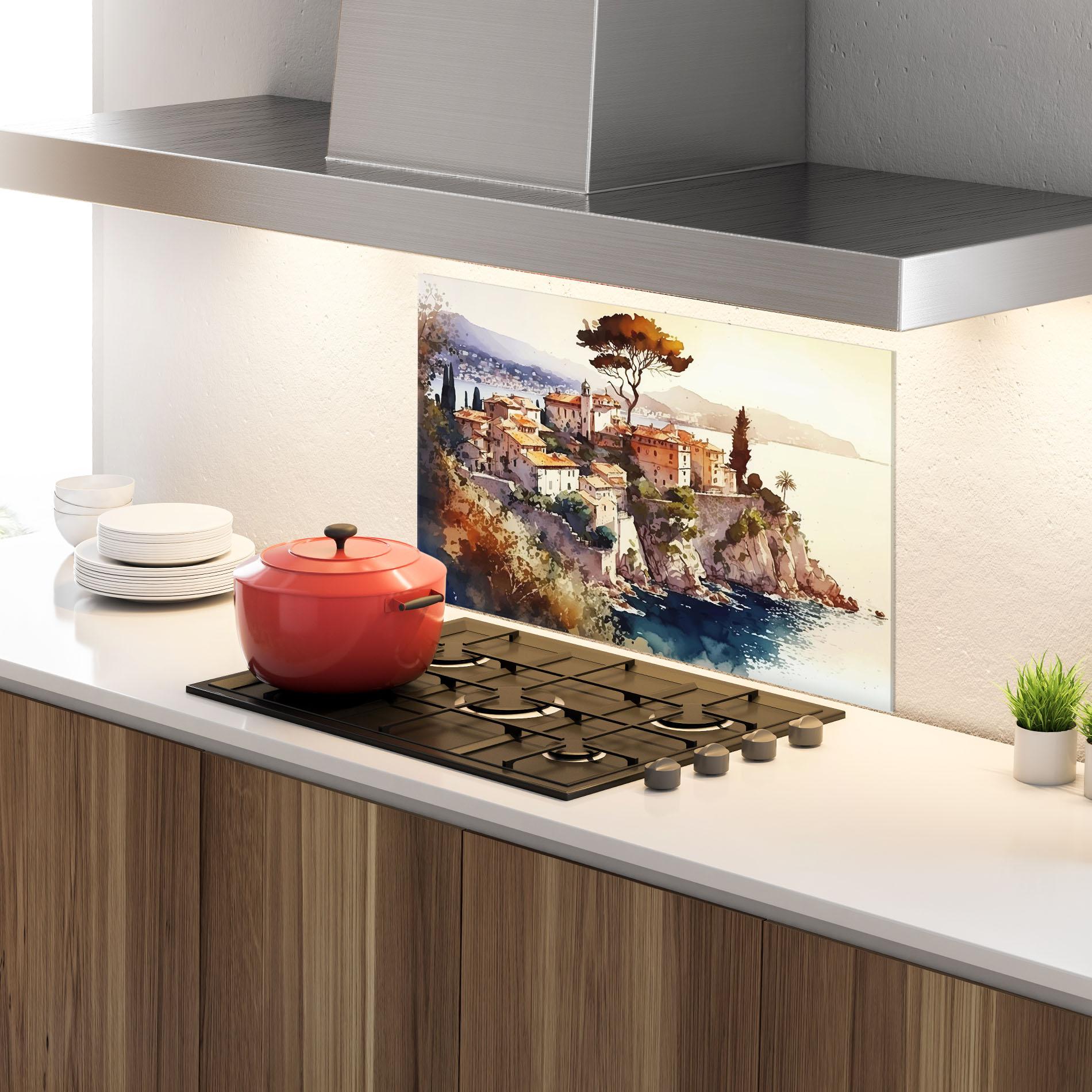 Panou Sticla Bucatarie Stunning View Painting mockup 4