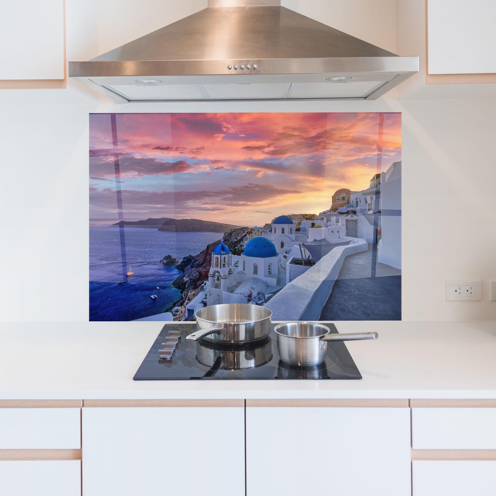 Panou Sticla Bucatarie Santorini View mockup 5