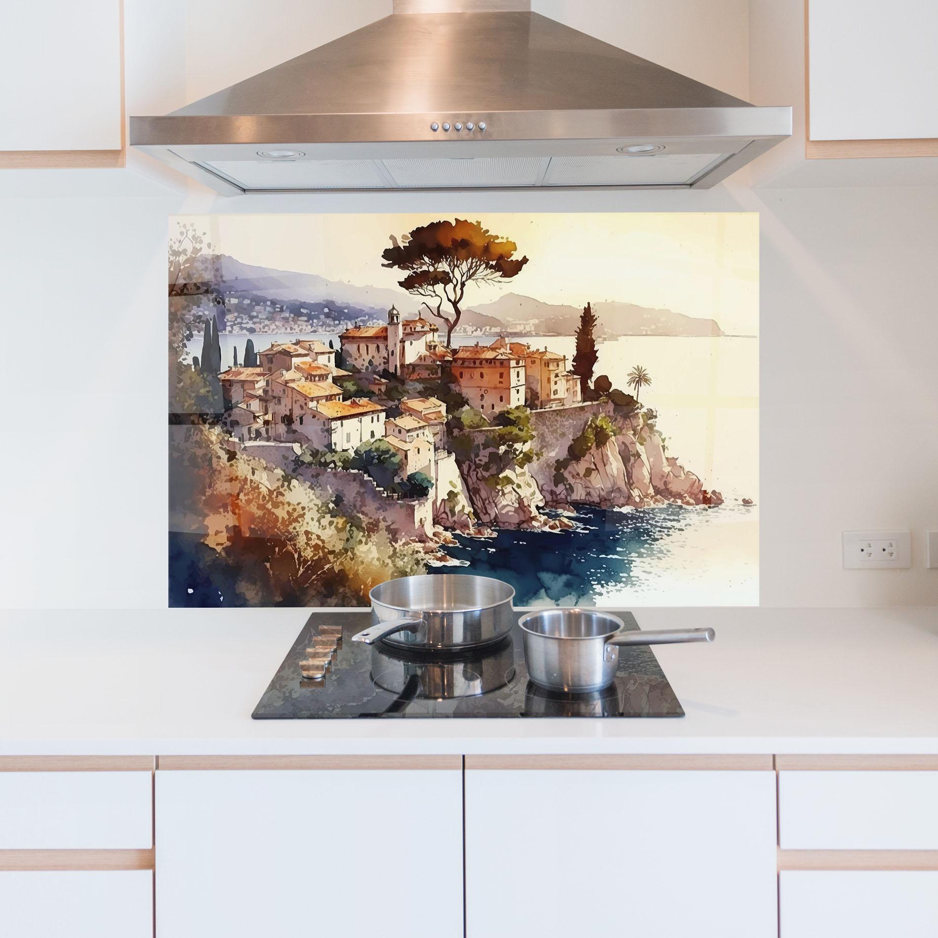 Panou Sticla Bucatarie Stunning View Painting mockup 5