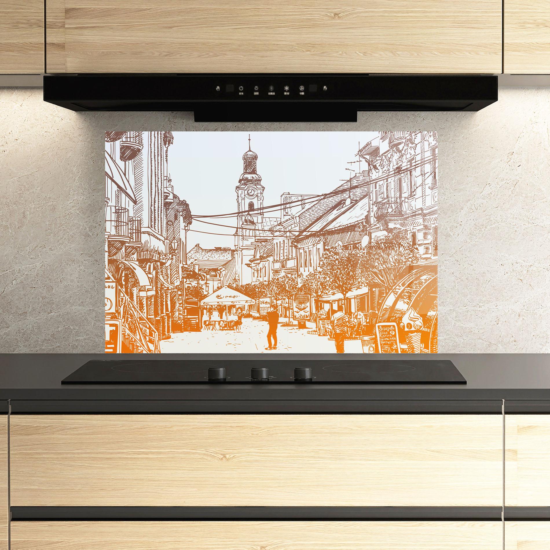 Panou Sticla Bucatarie Cityscape Ukraine mockup 3