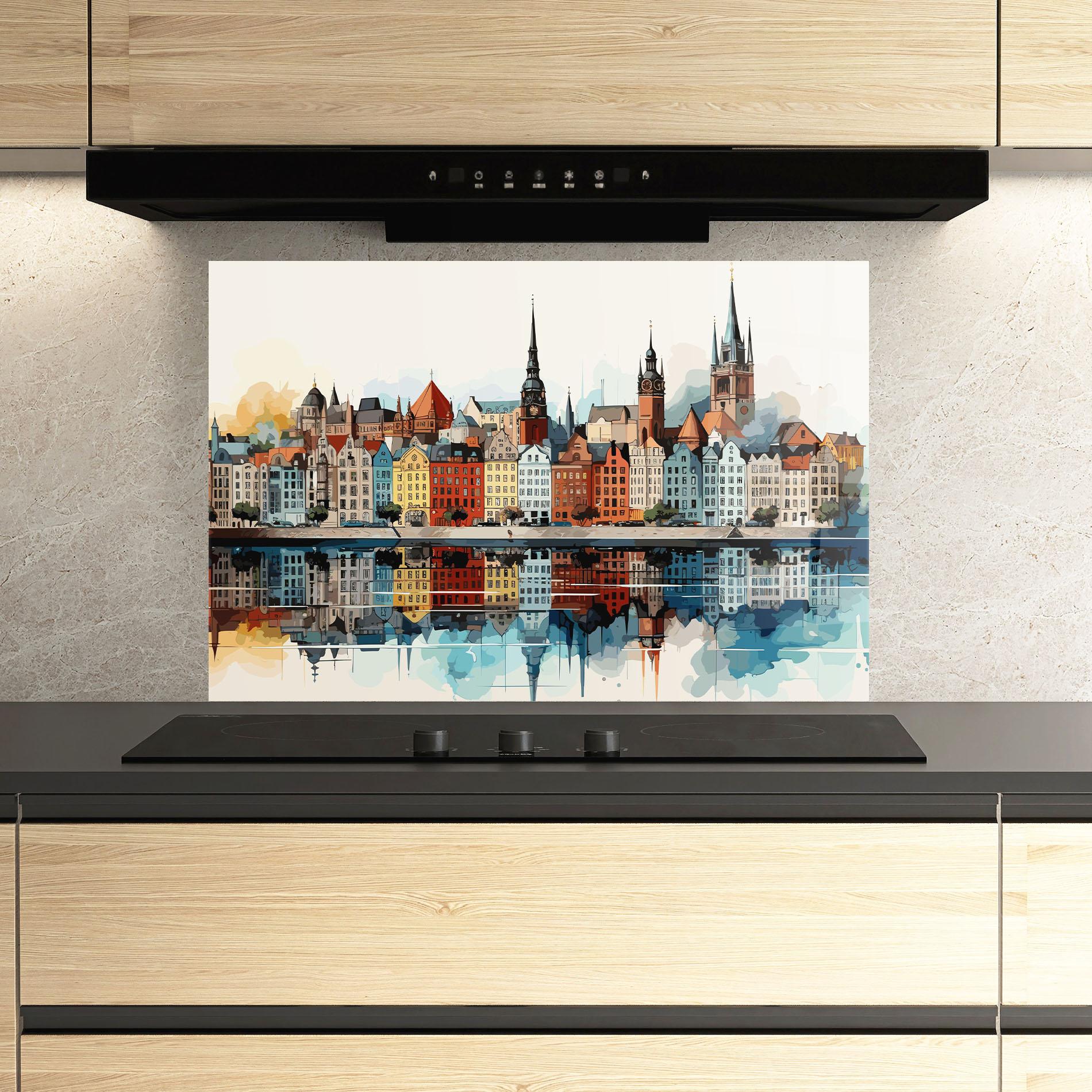 Panou Sticla Bucatarie German Buildings mockup 3