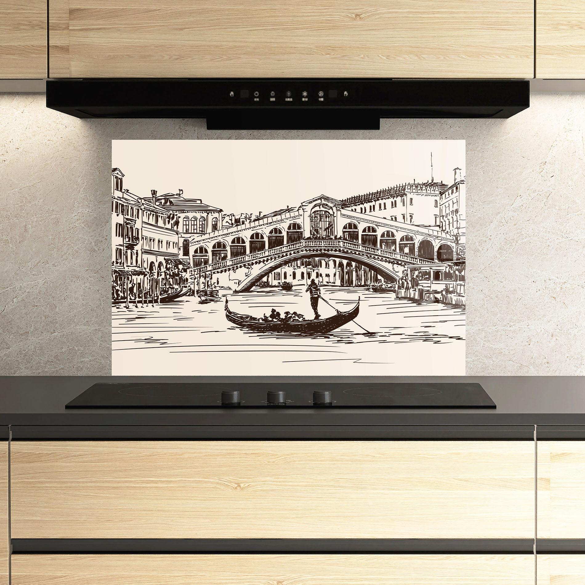 Panou Sticla Bucatarie Rialto Bridge mockup 3