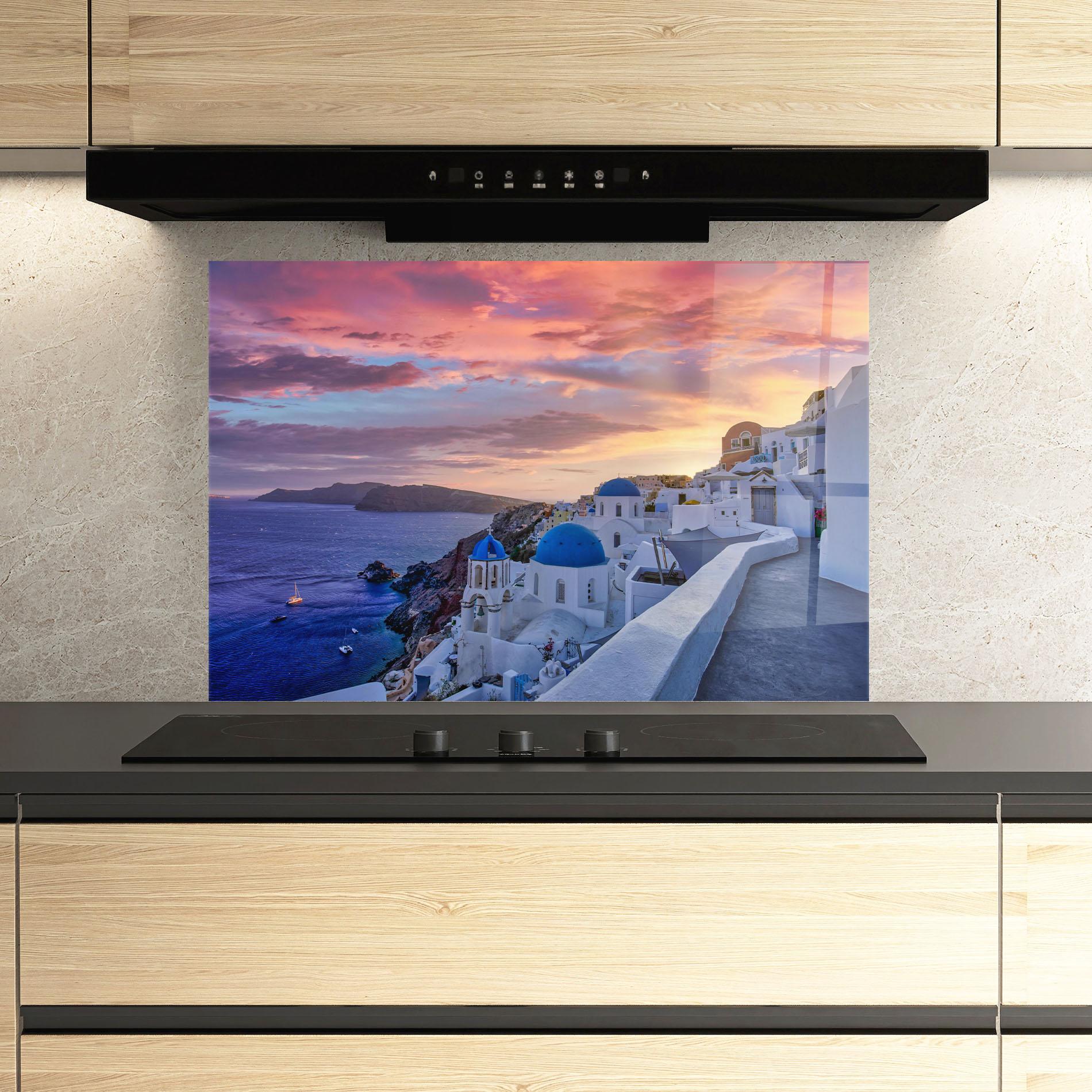 Panou Sticla Bucatarie Santorini View mockup 3