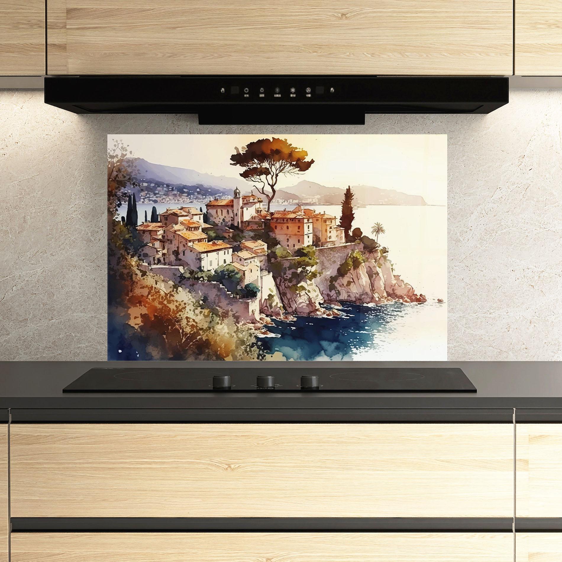 Panou Sticla Bucatarie Stunning View Painting mockup 3