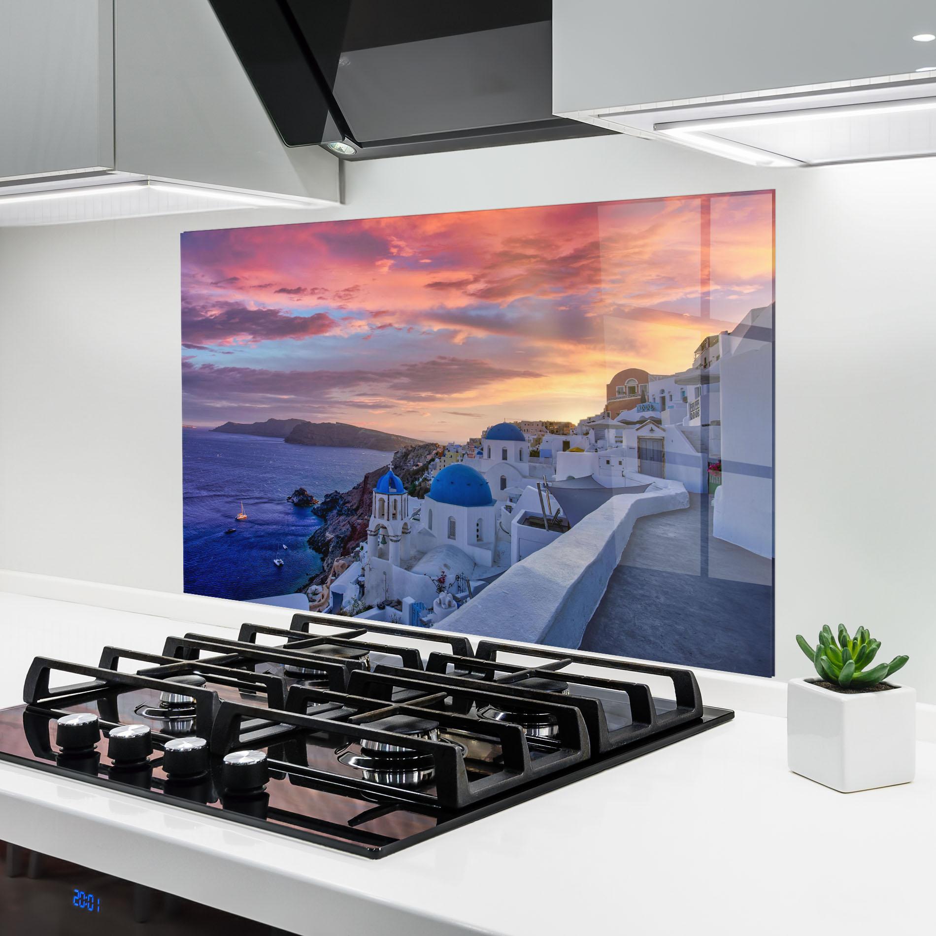 Panou Sticla Bucatarie Santorini View mockup 6