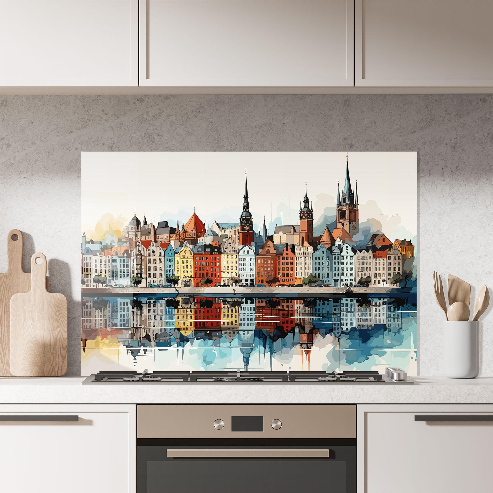 Panou Sticla Bucatarie German Buildings mockup 7