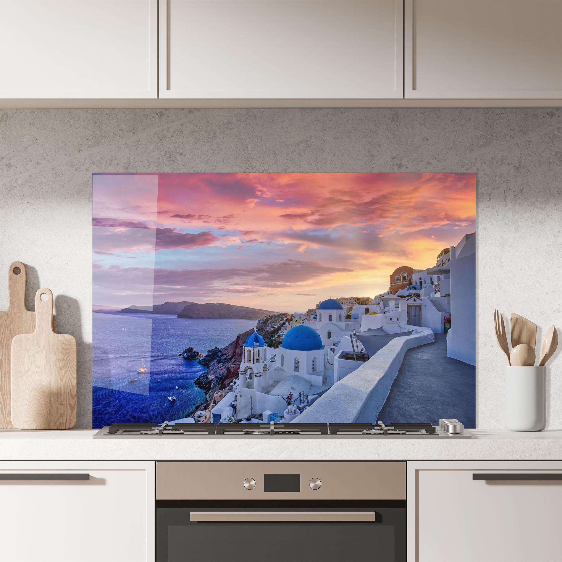 Panou Sticla Bucatarie Santorini View mockup 7