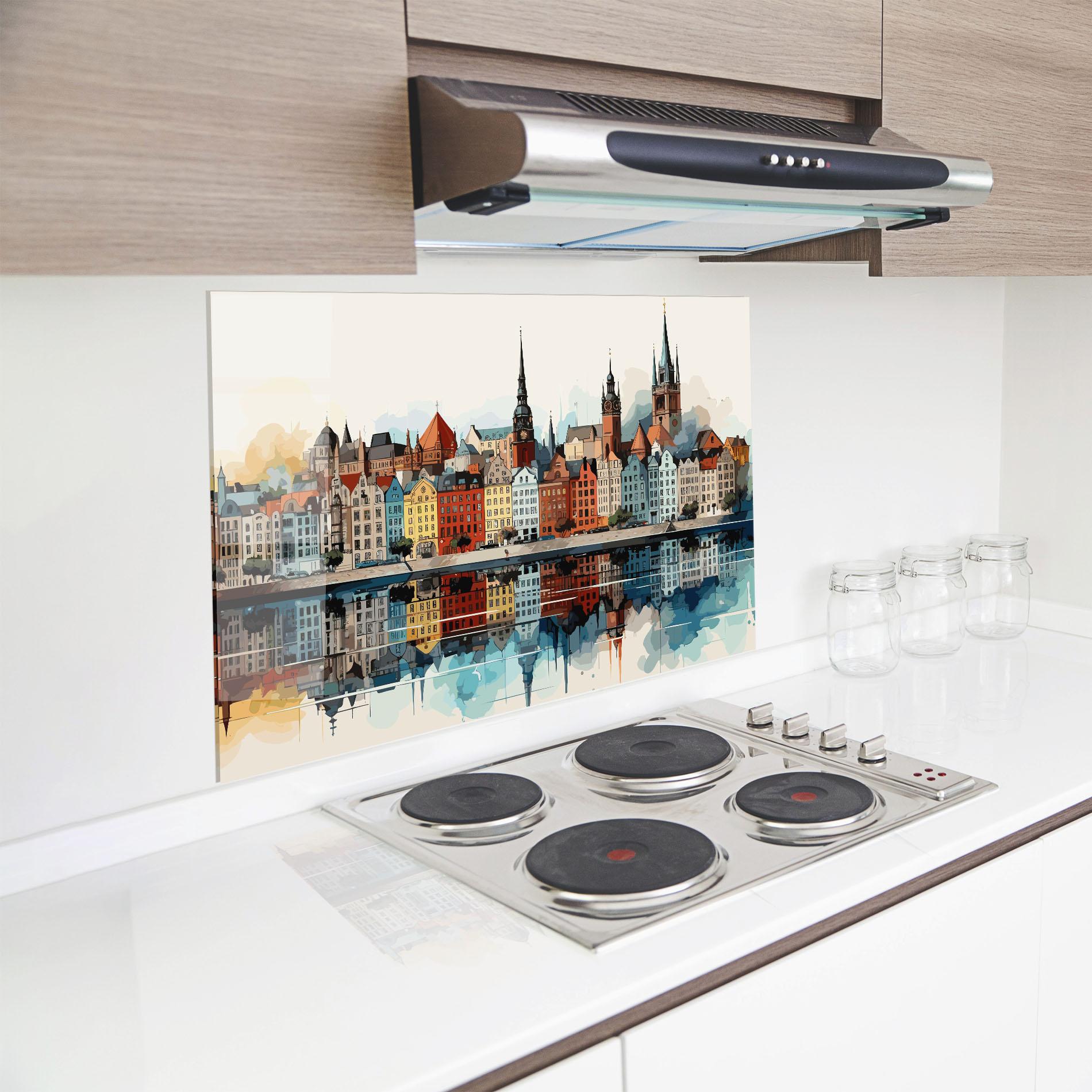 Panou Sticla Bucatarie German Buildings mockup 8