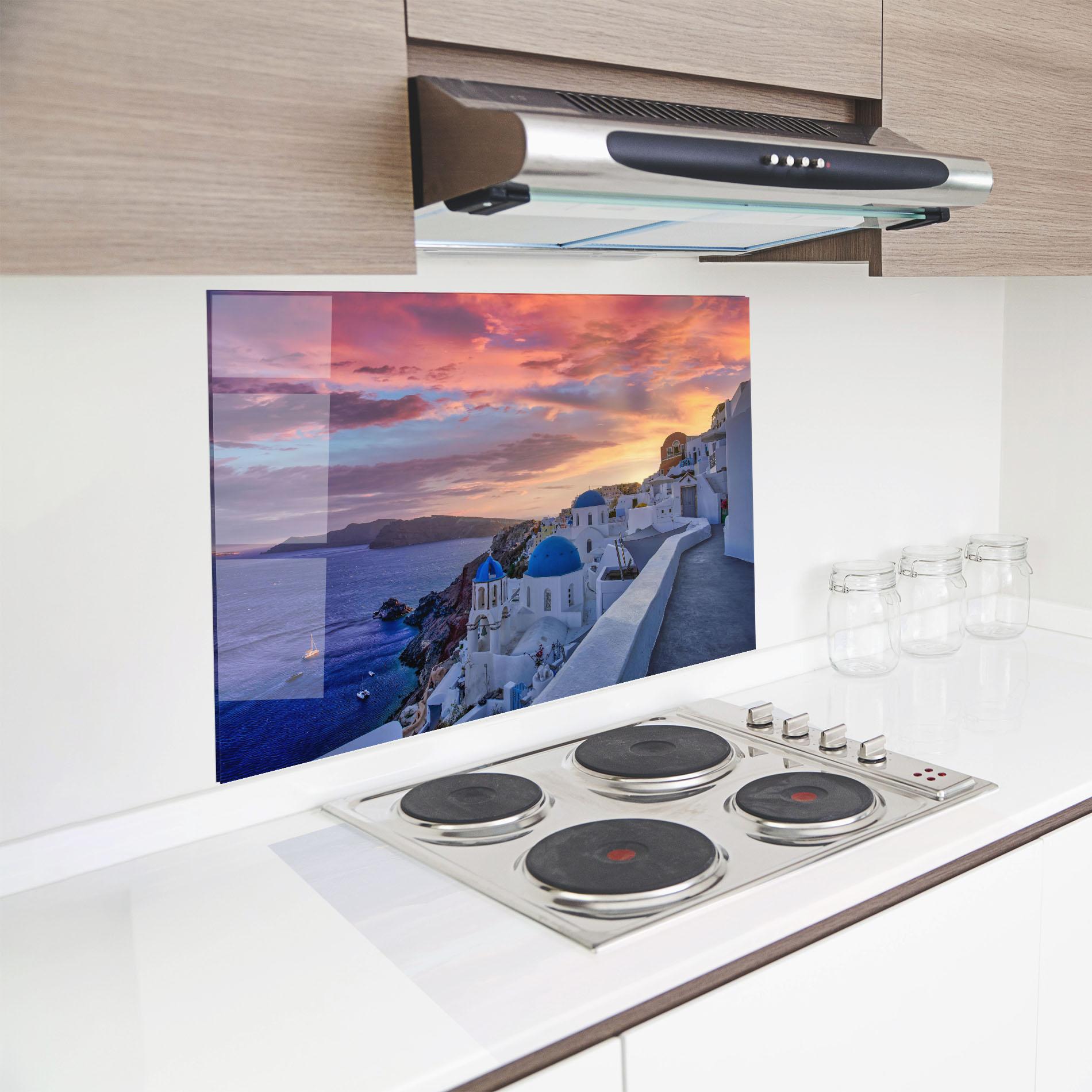 Panou Sticla Bucatarie Santorini View mockup 8