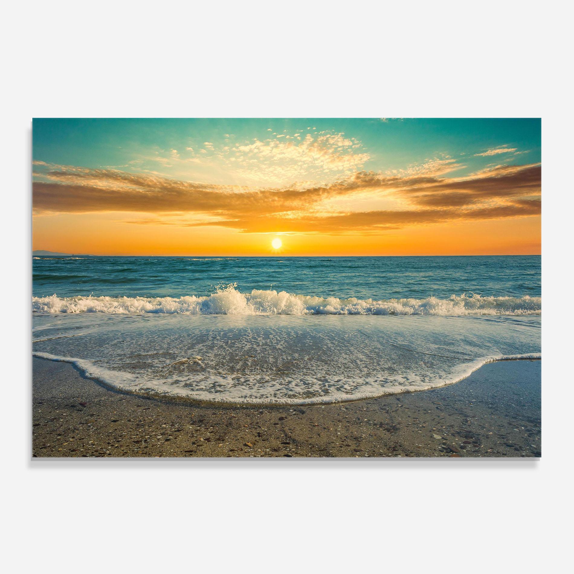 Panou Sticla Bucatarie Beach Dramatic Sunset mockup 0