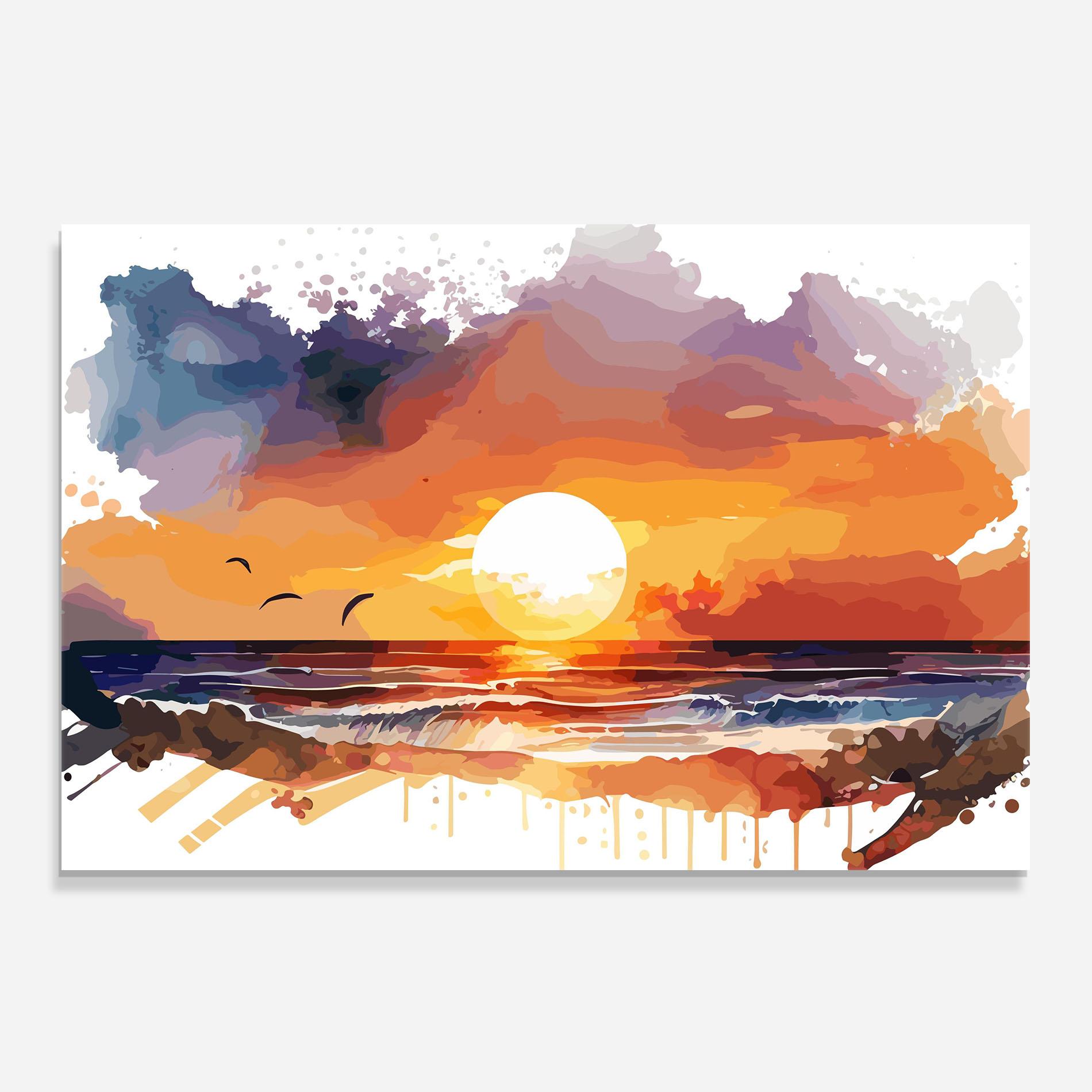 Panou Sticla Bucatarie Sunset Art mockup 0