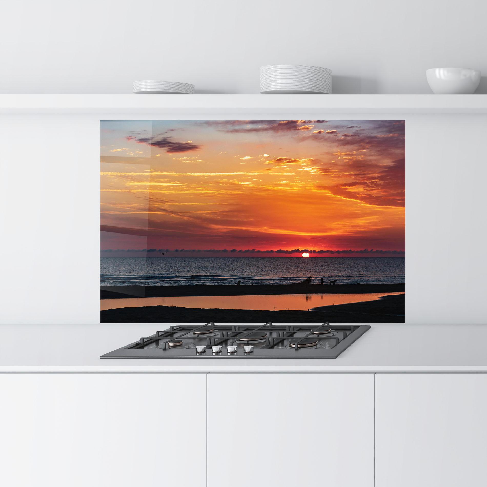 Panou Sticla Bucatarie Colorful Sunrise Sea mockup 9