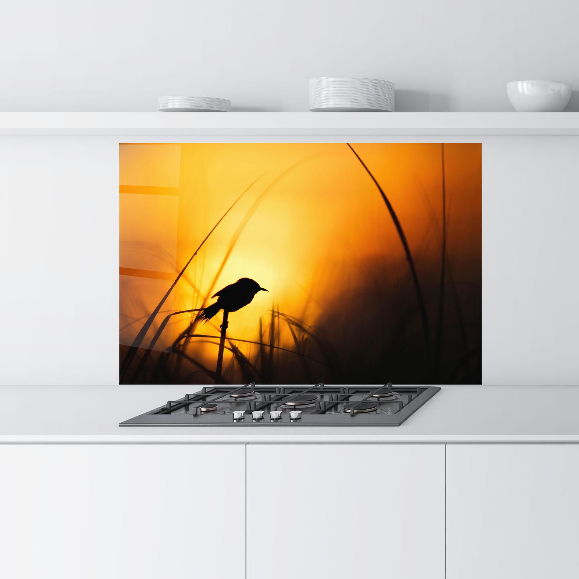 Panou Sticla Bucatarie Small Bird Sunset mockup 9