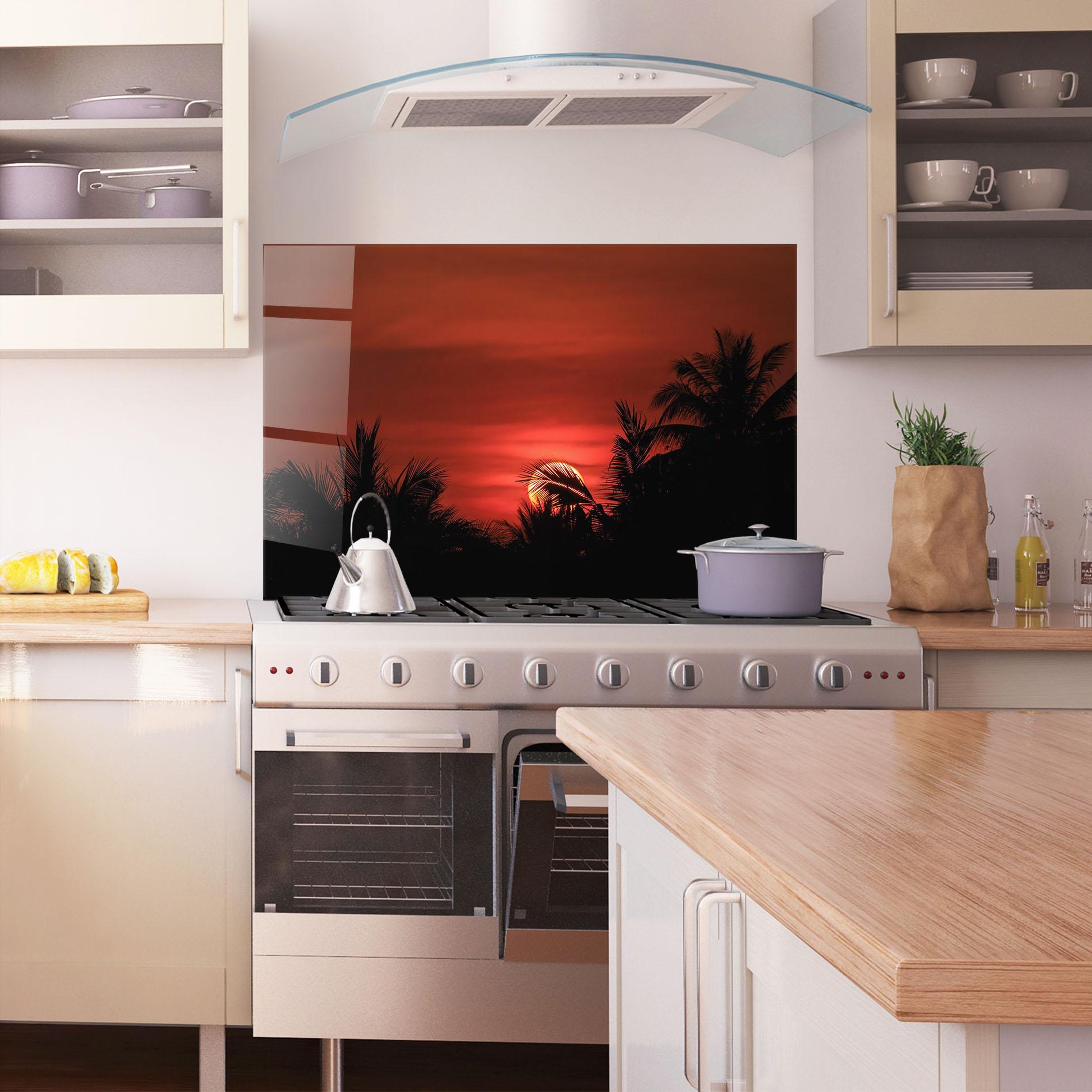 Panou Sticla Bucatarie Coconuts Tree Sunset mockup 1