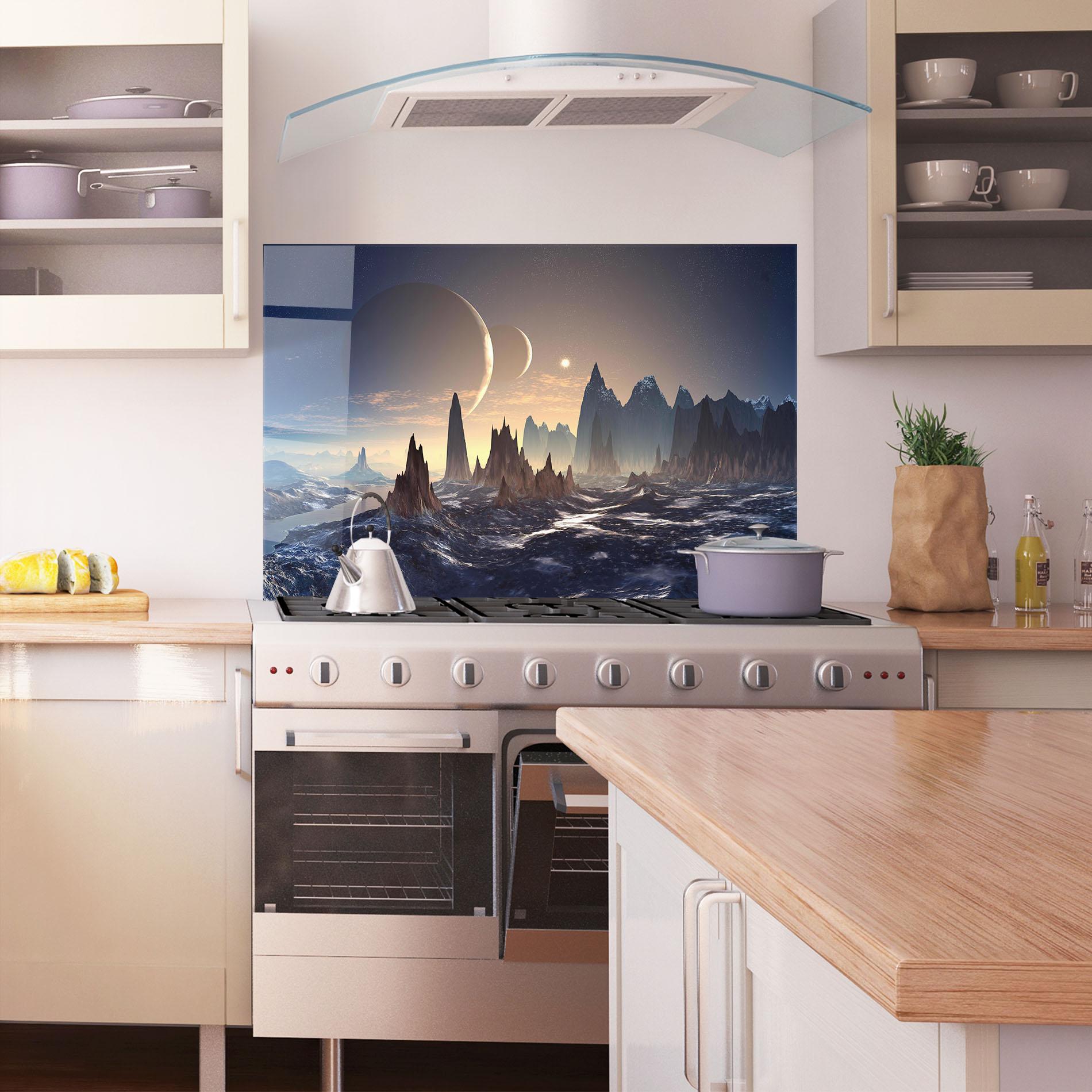 Panou Sticla Bucatarie Fantasy Landscape mockup 1