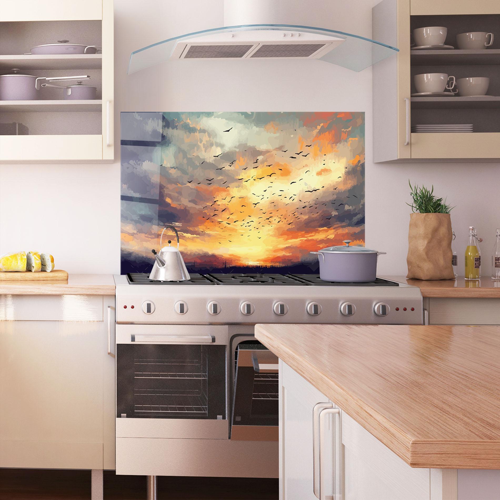 Panou Sticla Bucatarie Majestic Sunset mockup 1