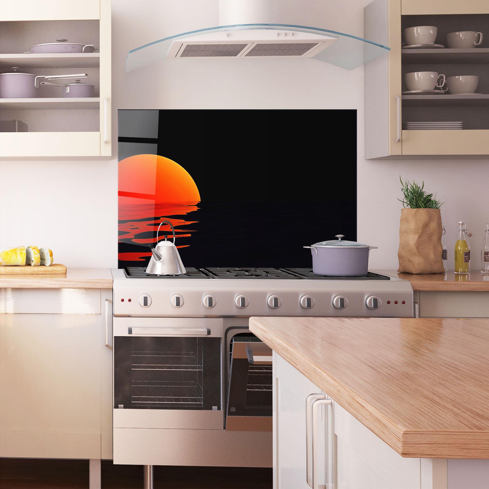 Panou Sticla Bucatarie Red Evening Sunset mockup 1