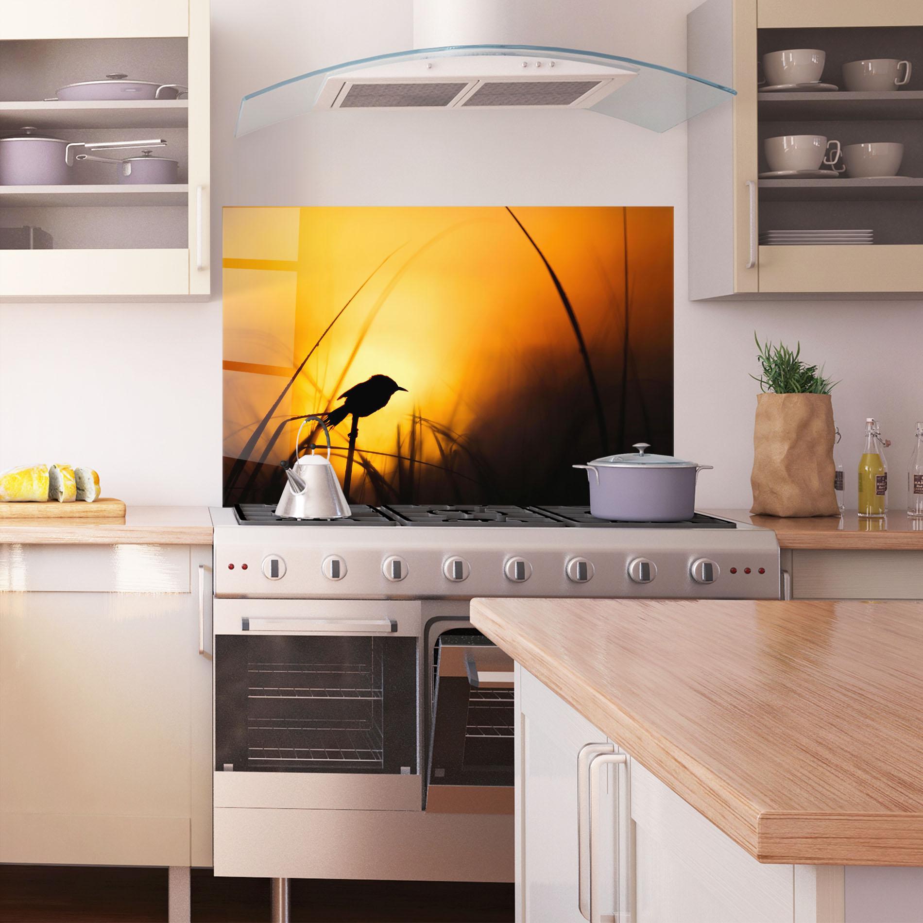Panou Sticla Bucatarie Small Bird Sunset mockup 1