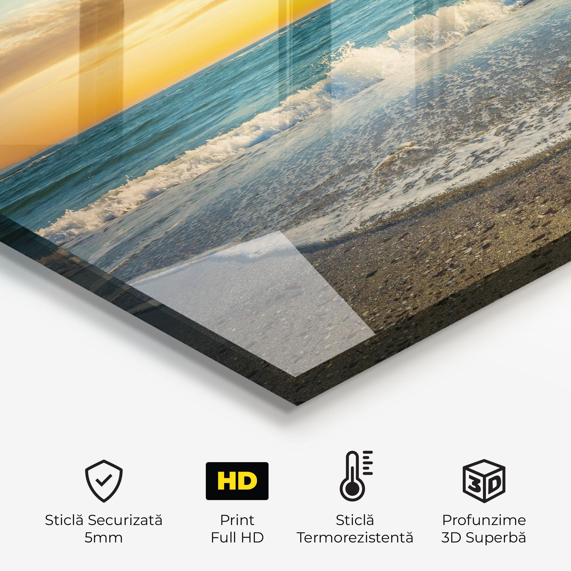 Panou Sticla Bucatarie Beach Dramatic Sunset mockup 2