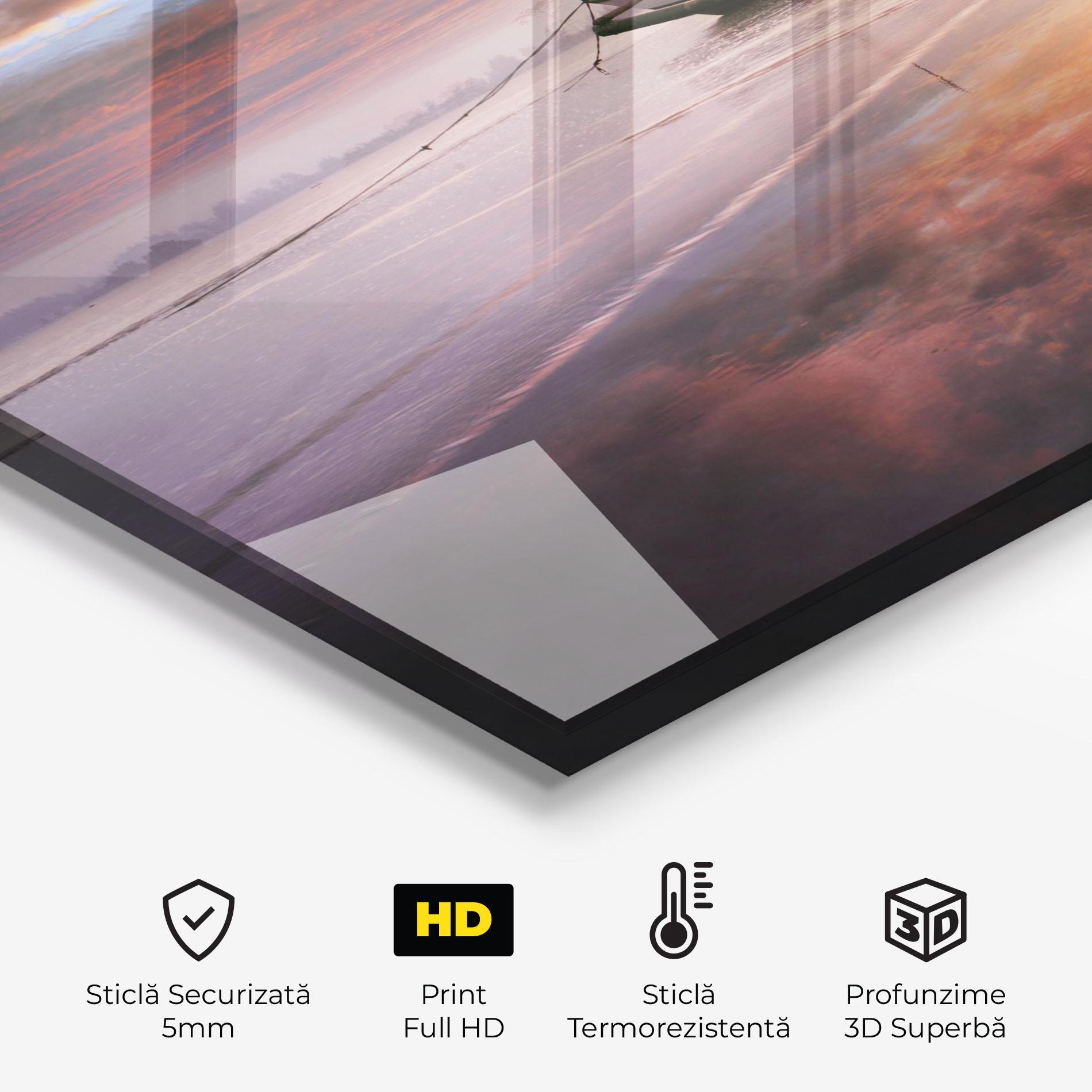 Panou Sticla Bucatarie Beauty Boat Sunrise mockup 2