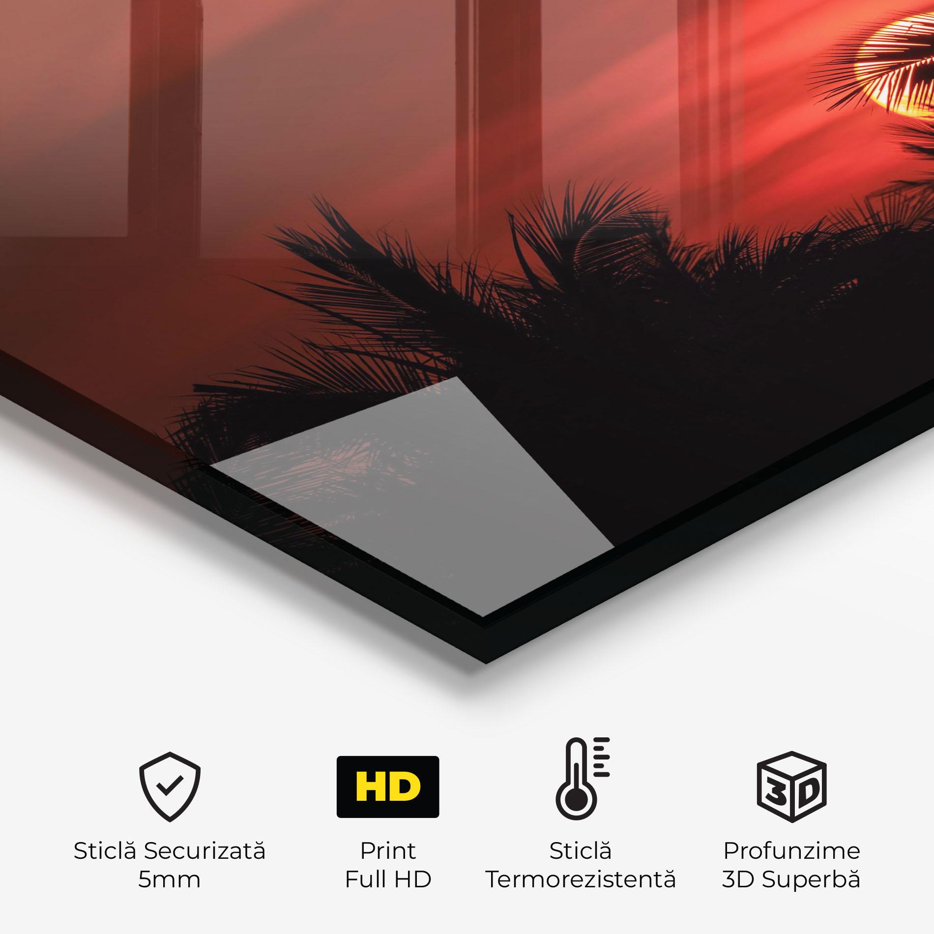 Panou Sticla Bucatarie Coconuts Tree Sunset mockup 2