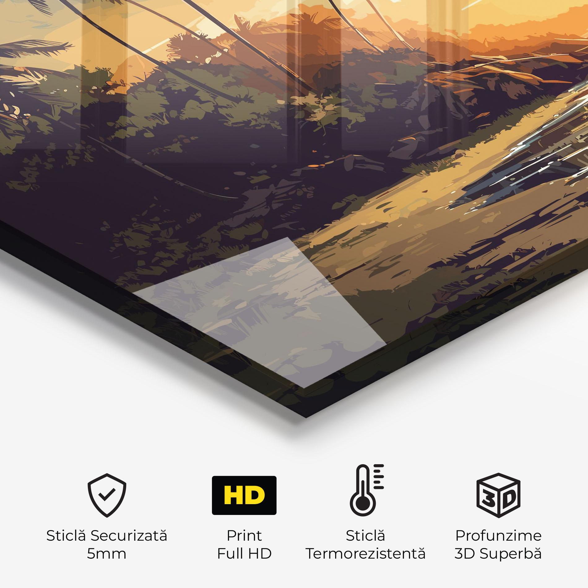 Panou Sticla Bucatarie Green Yellow Sunset mockup 2