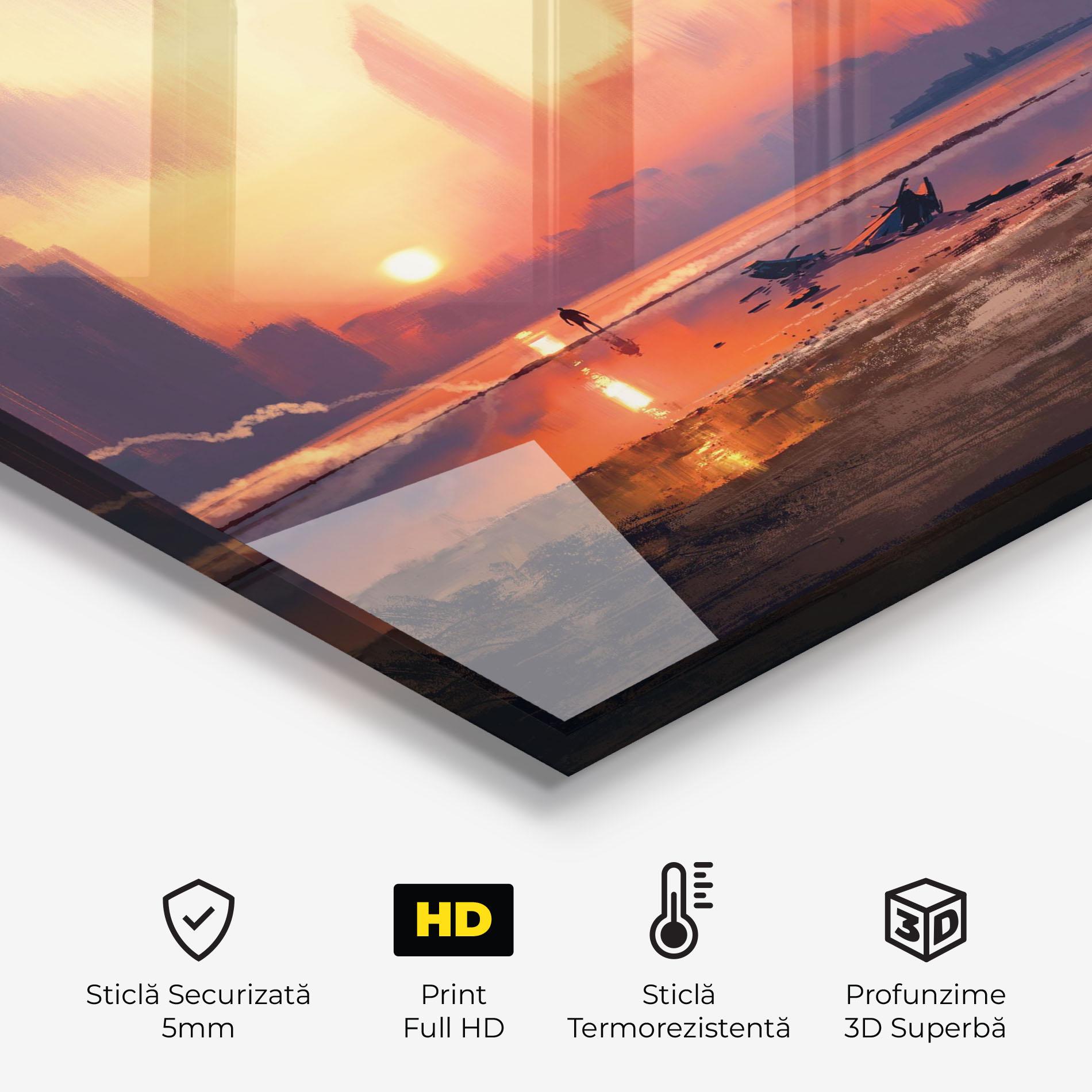 Panou Sticla Bucatarie Skyscrapers Sunset mockup 2