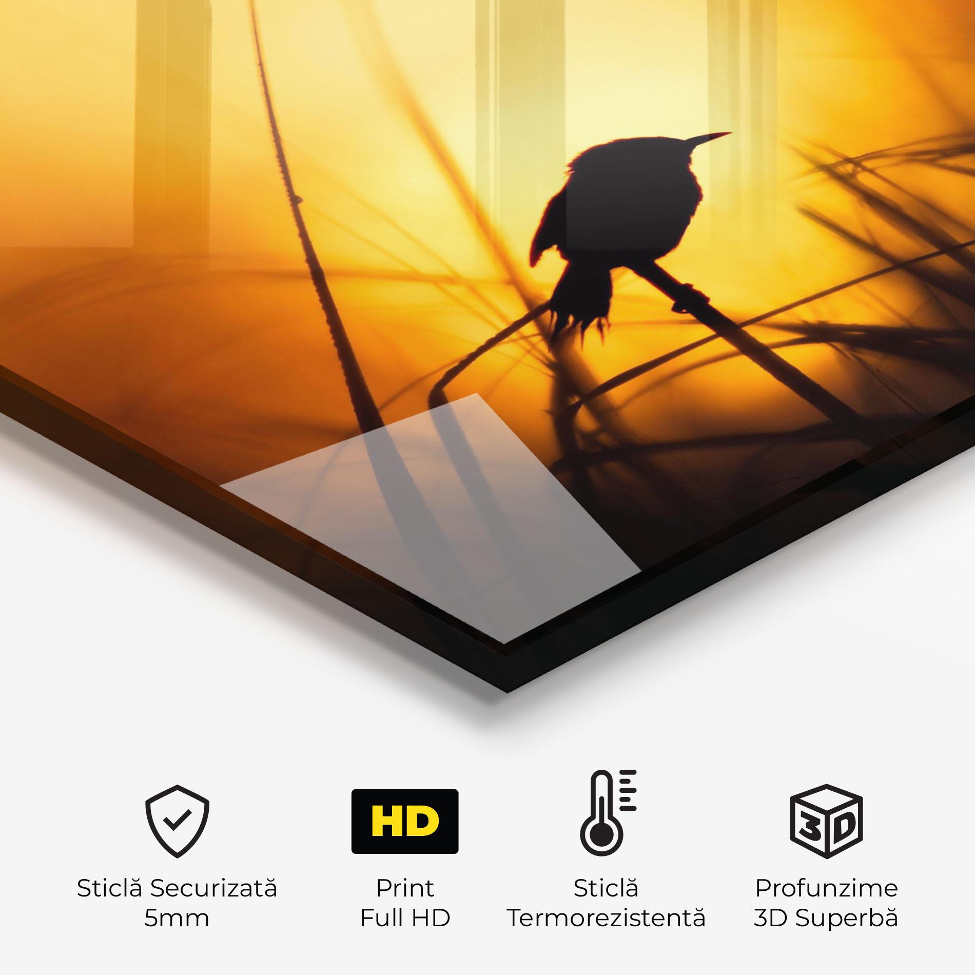 Panou Sticla Bucatarie Small Bird Sunset mockup 2