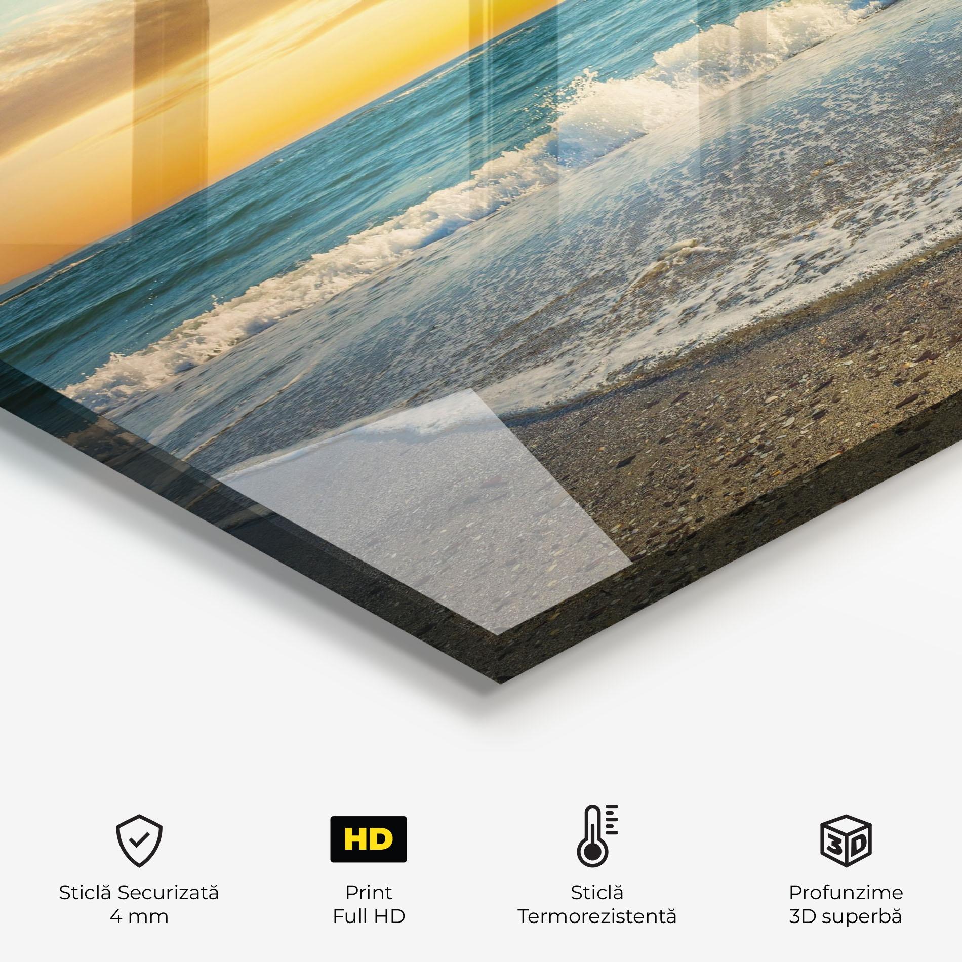 Panou Sticla Bucatarie Beach Dramatic Sunset mockup 2