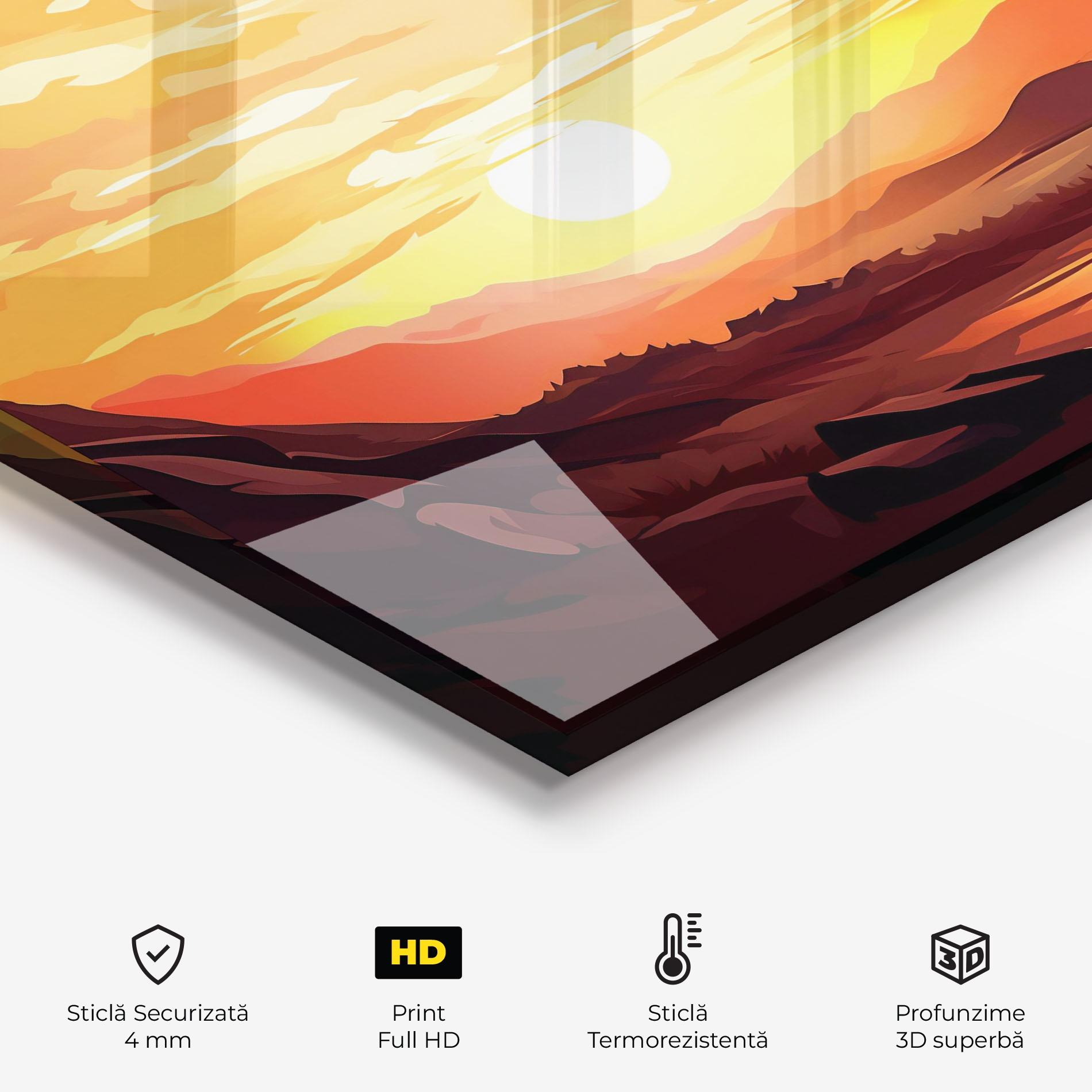 Panou Sticla Bucatarie Beautiful Sunset Illustration mockup 2