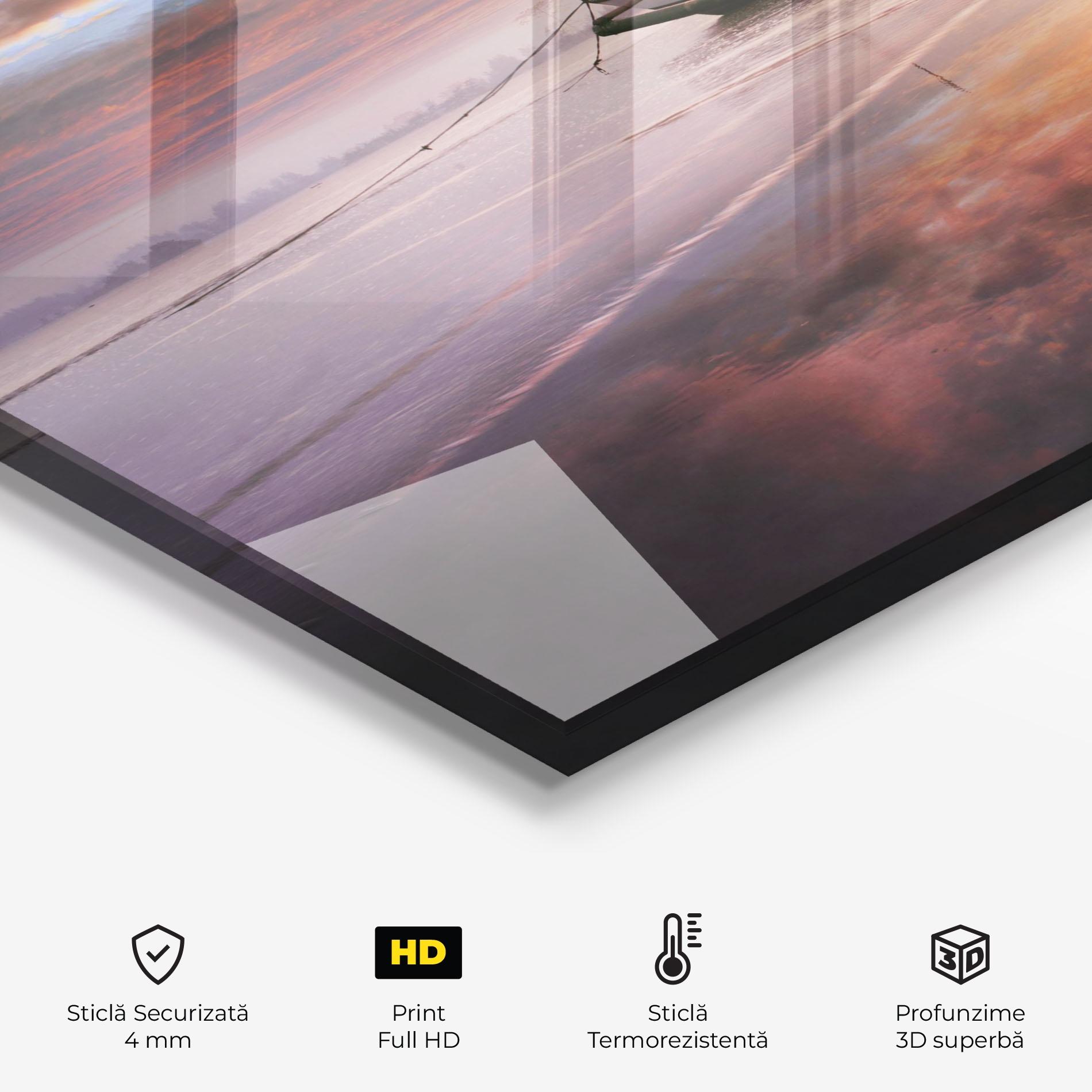 Panou Sticla Bucatarie Beauty Boat Sunrise mockup 2