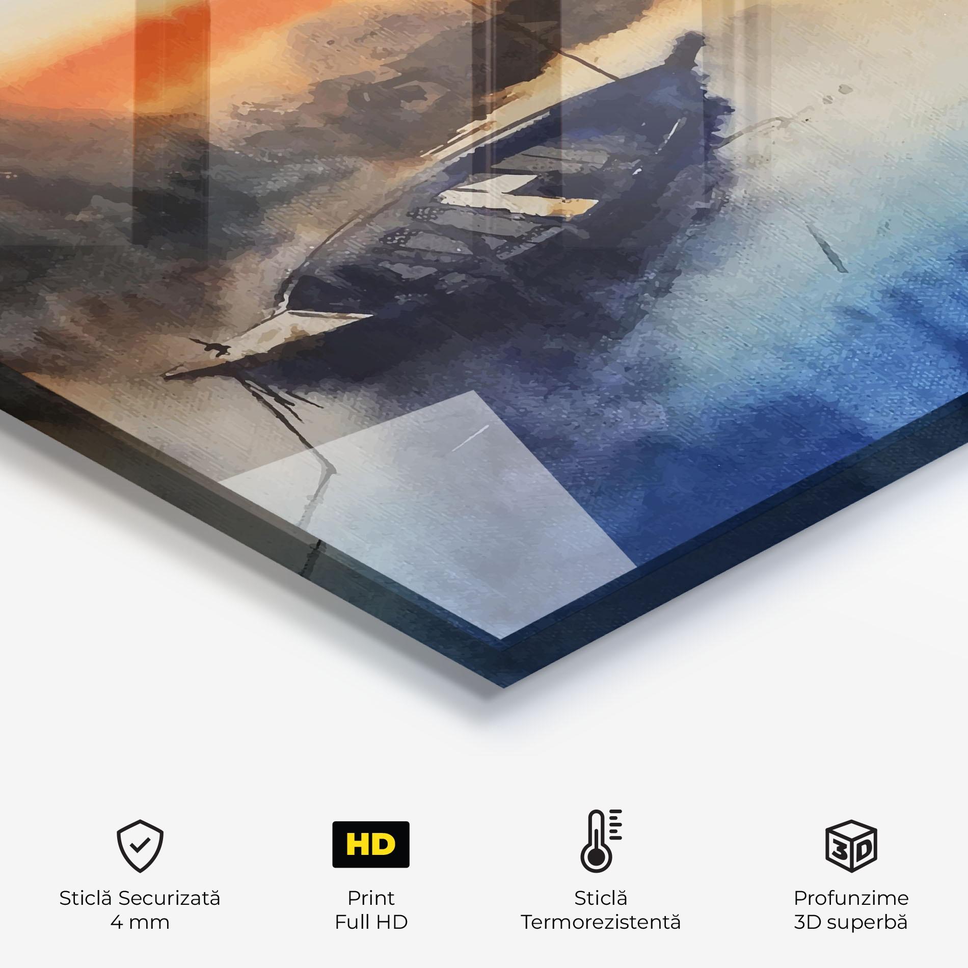 Panou Sticla Bucatarie Boat Sunset mockup 2