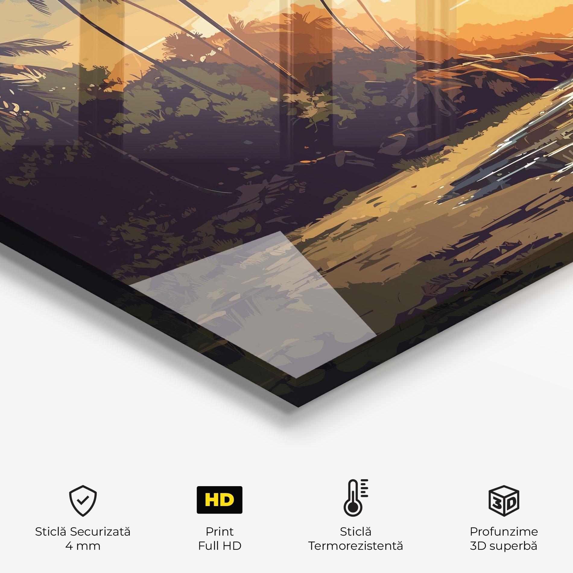 Panou Sticla Bucatarie Green Yellow Sunset mockup 2