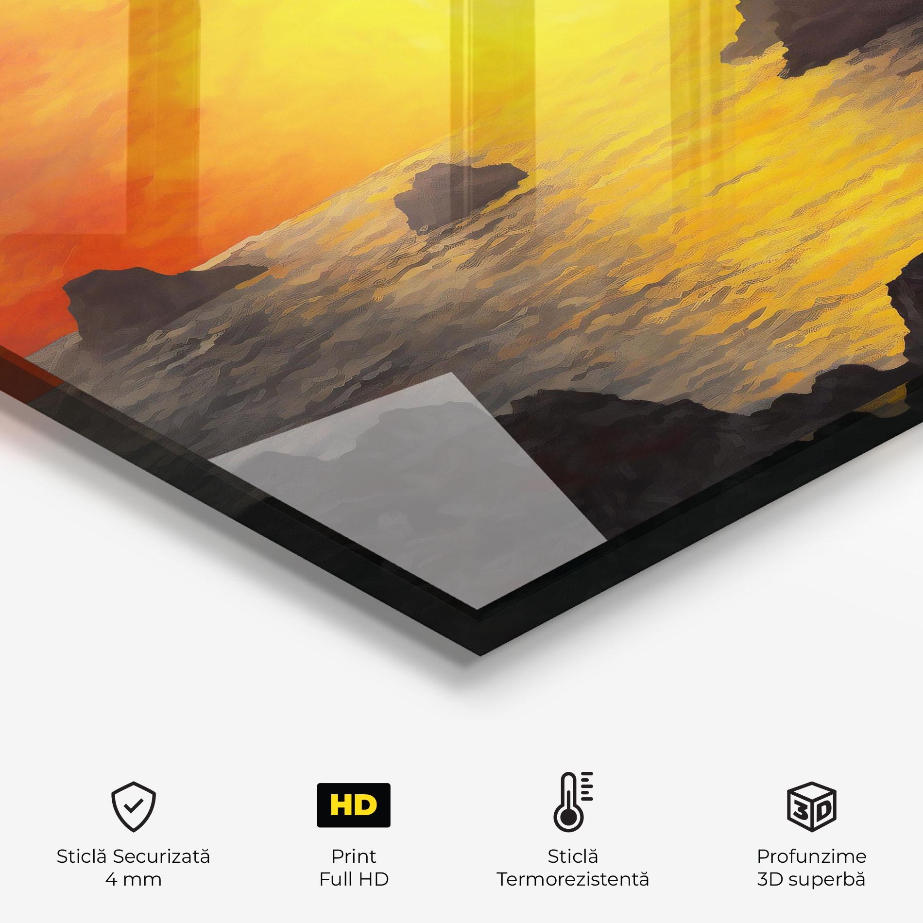 Panou Sticla Bucatarie Mountains Rocks Painting mockup 2