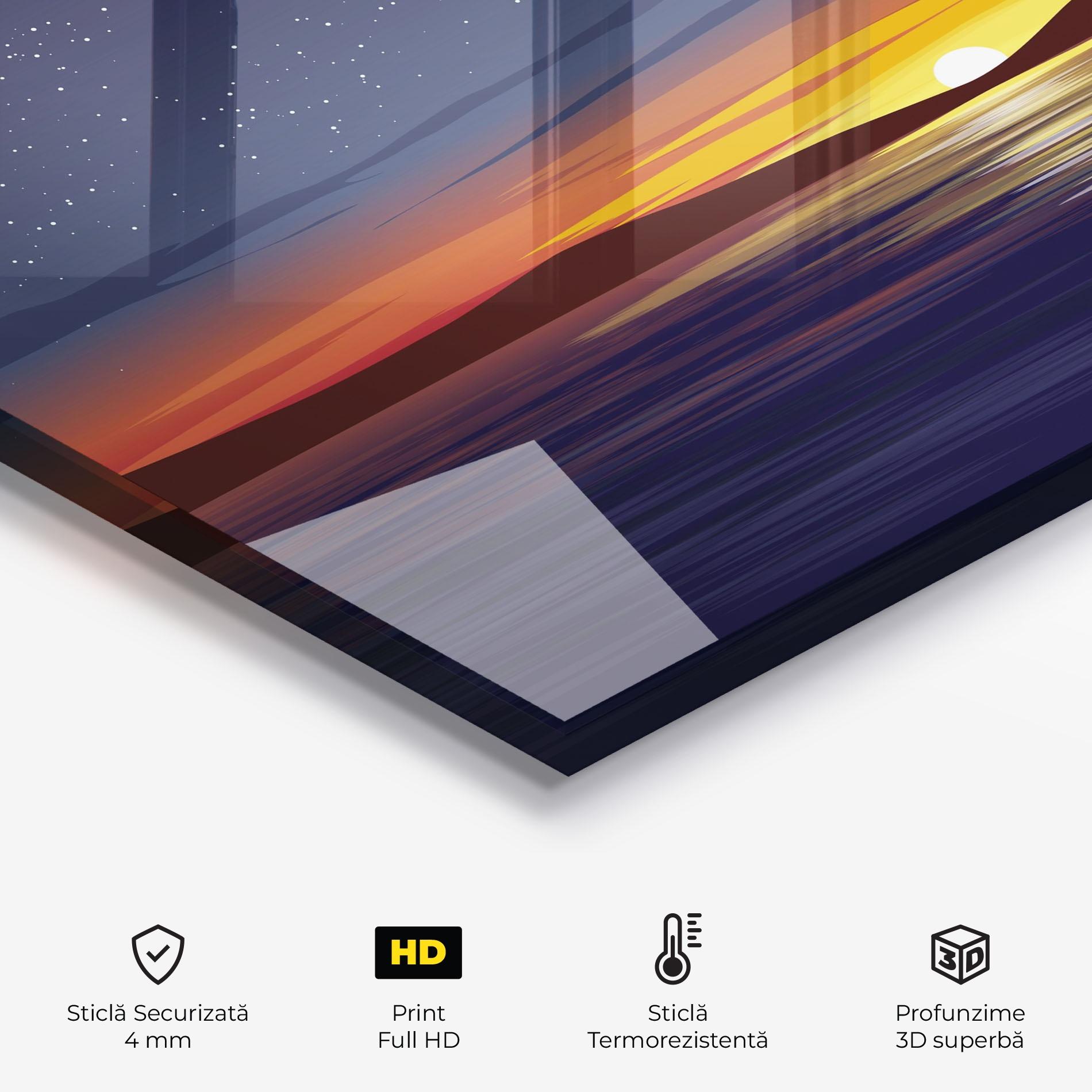 Panou Sticla Bucatarie Ocean Moon Sunset mockup 2