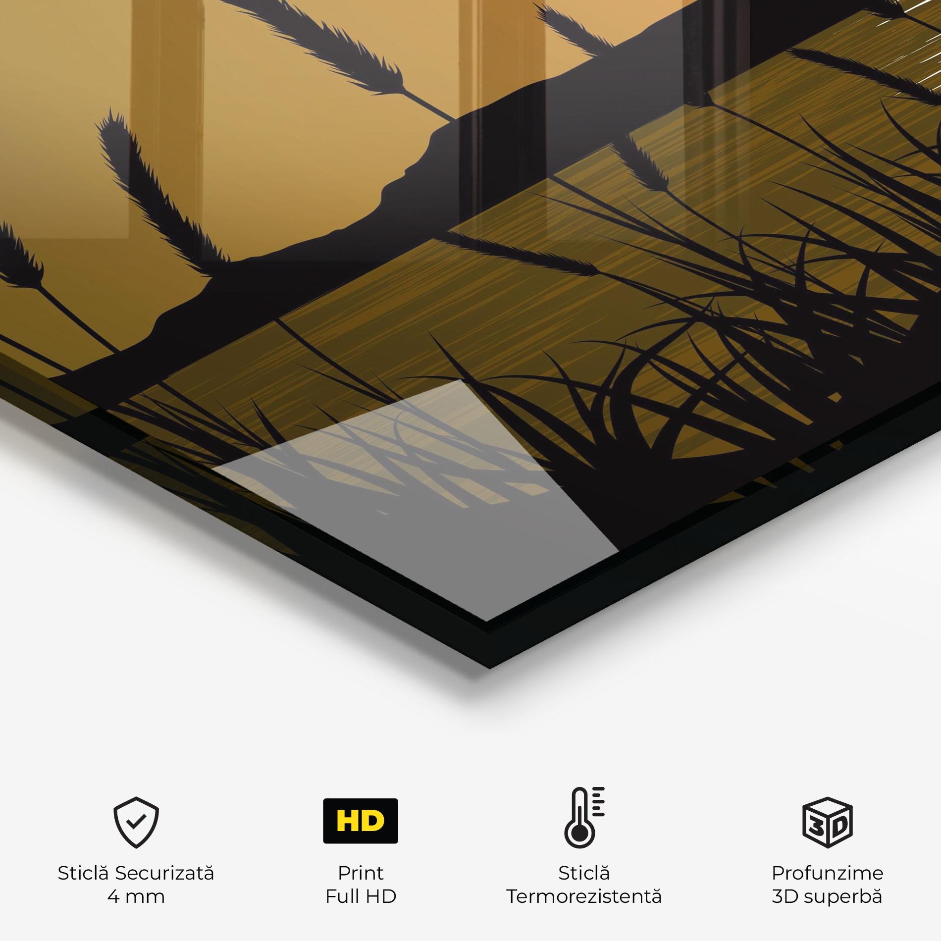 Panou Sticla Bucatarie Orange Brown Sunset mockup 2