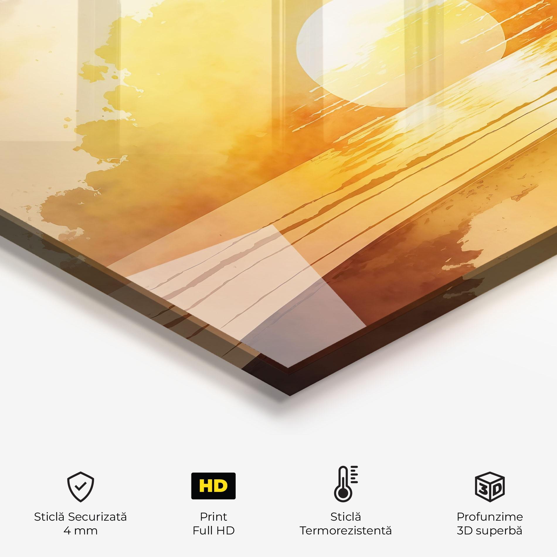 Panou Sticla Bucatarie Palm Trees Sunset mockup 2