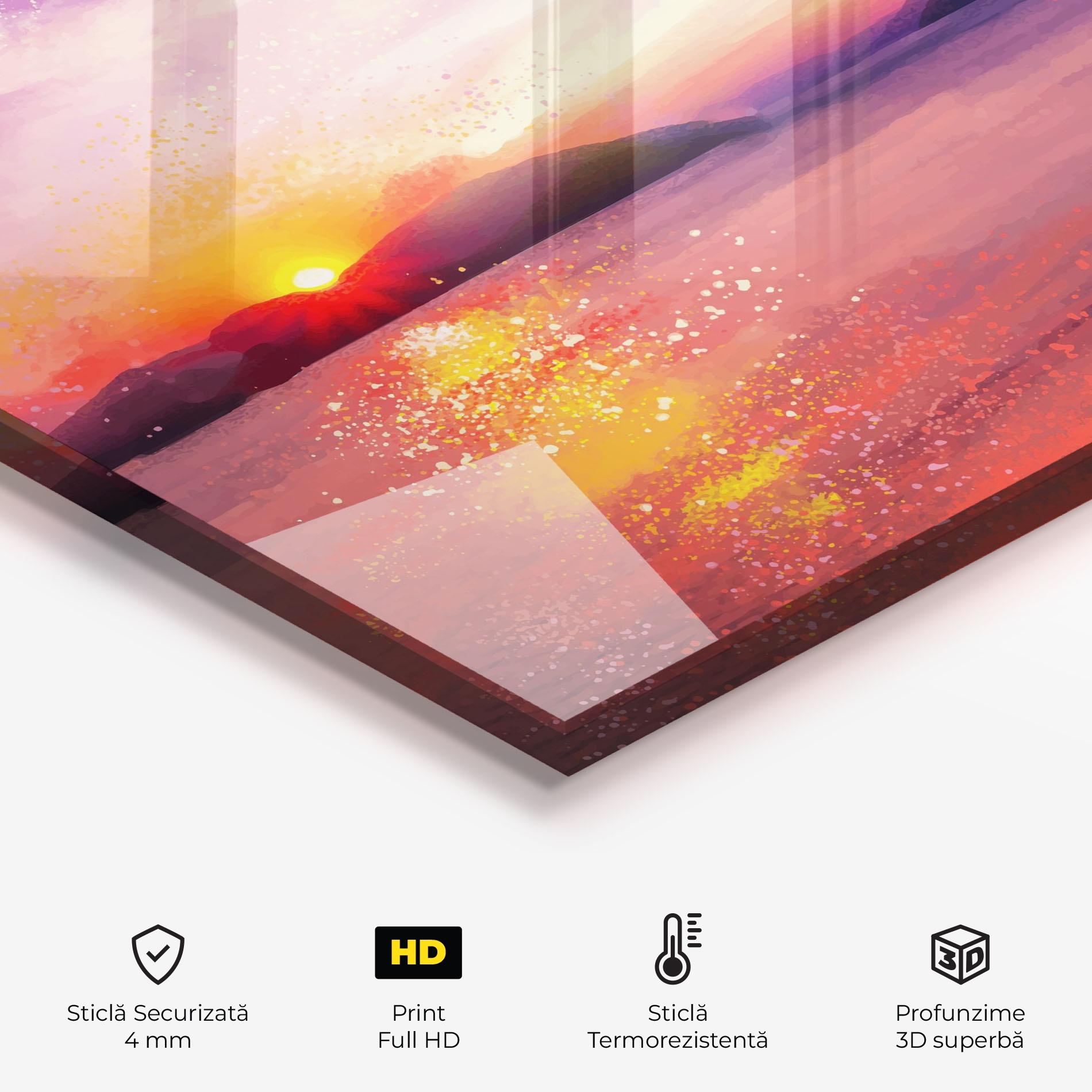Panou Sticla Bucatarie Purple Sunrise Art mockup 2