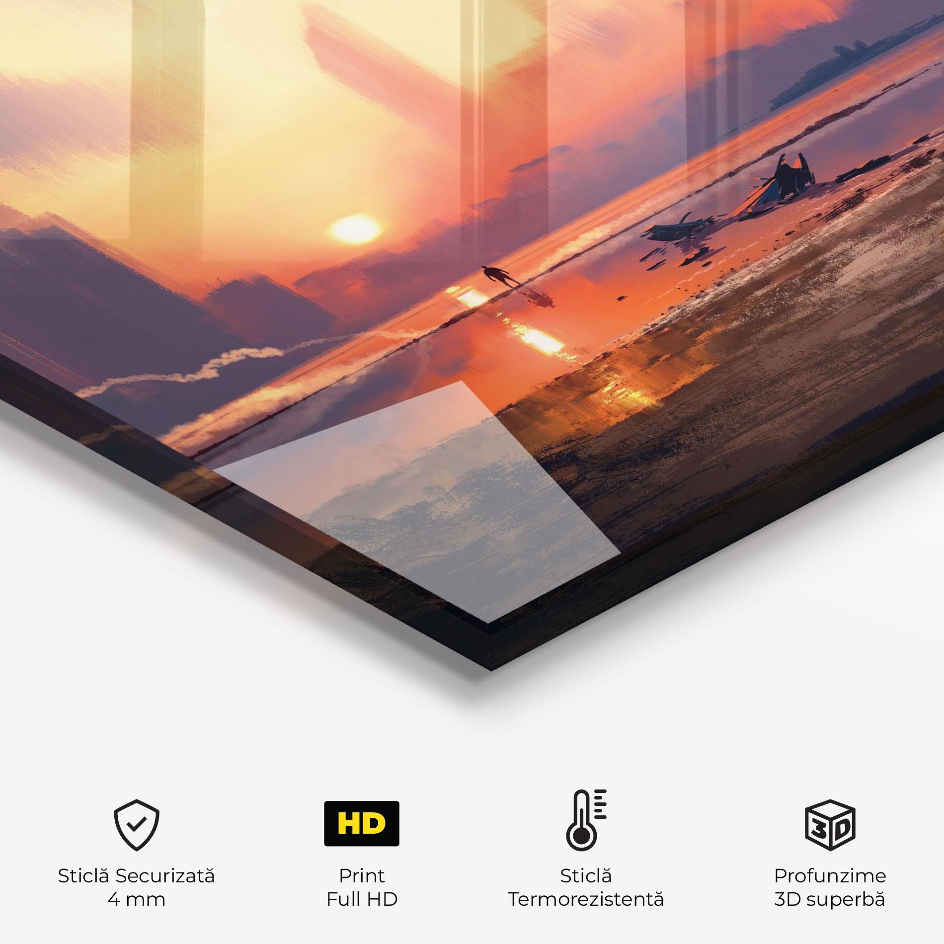 Panou Sticla Bucatarie Skyscrapers Sunset mockup 2