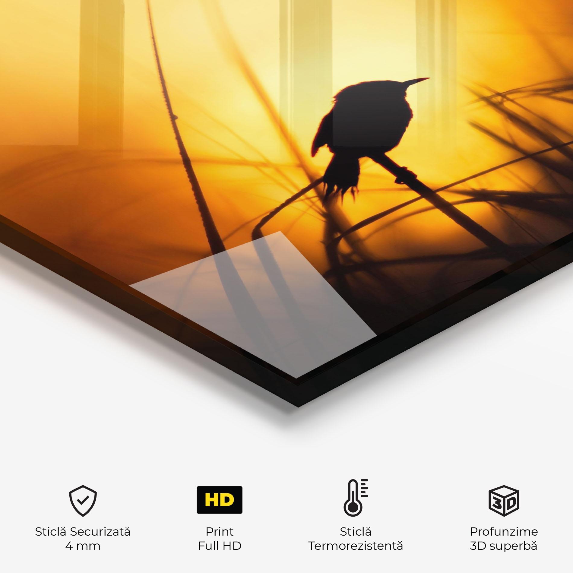 Panou Sticla Bucatarie Small Bird Sunset mockup 2